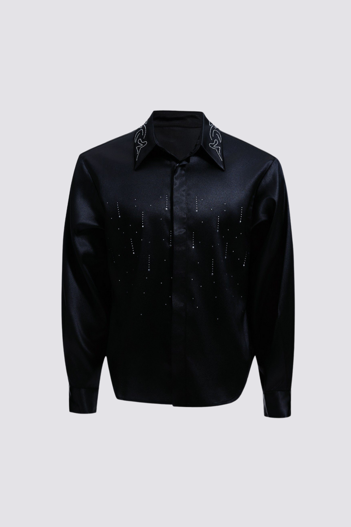 Closed Spectrum Silky Rhinestone Shirt Black