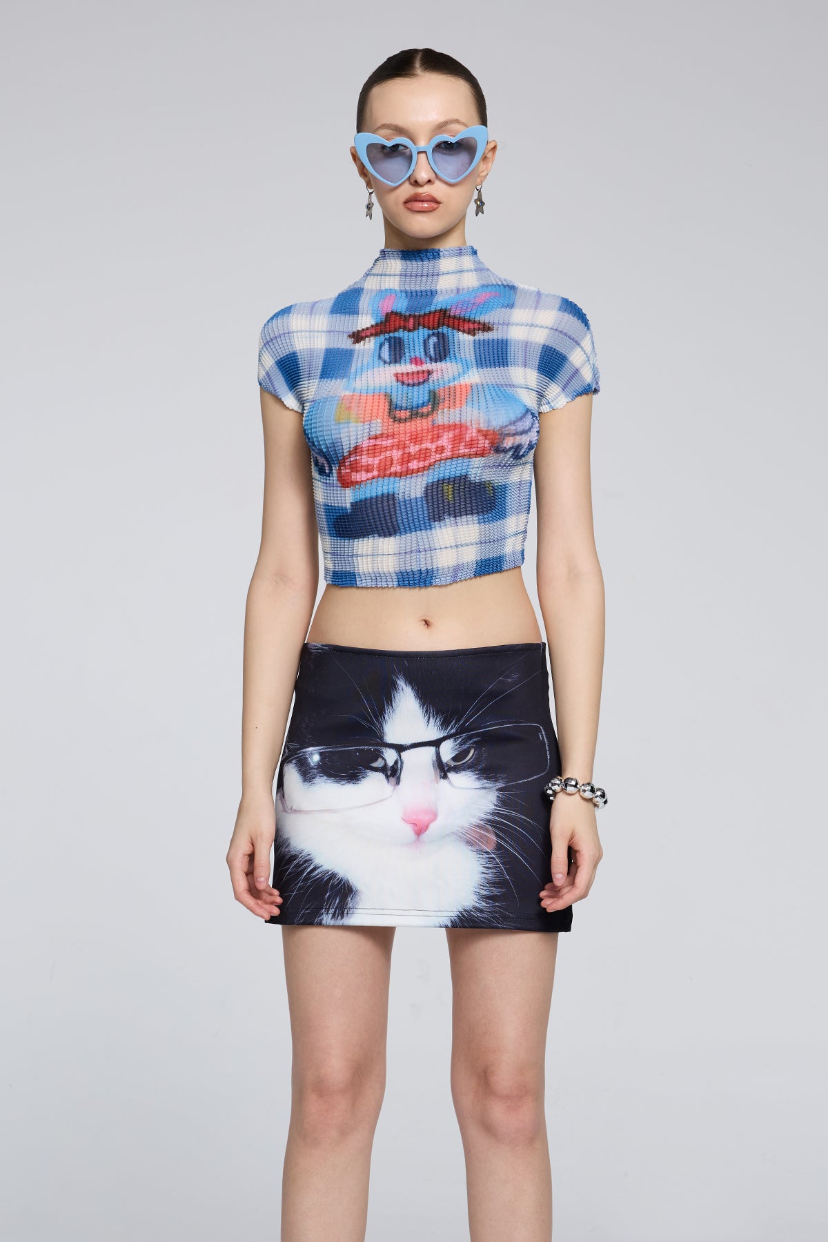 Cloud Scream Y2K Print Crop Top