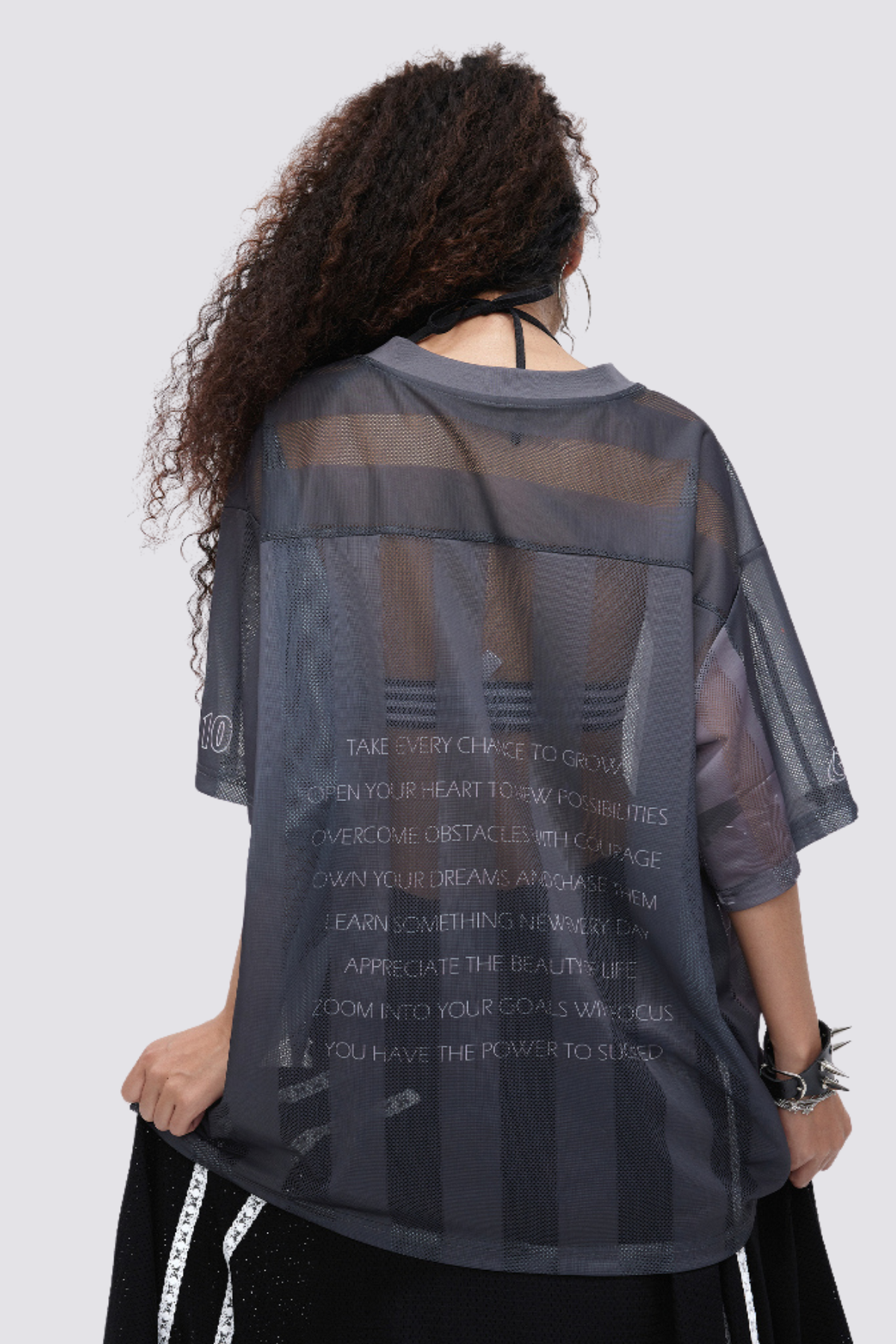 Cloud Tint Mesh Print Top