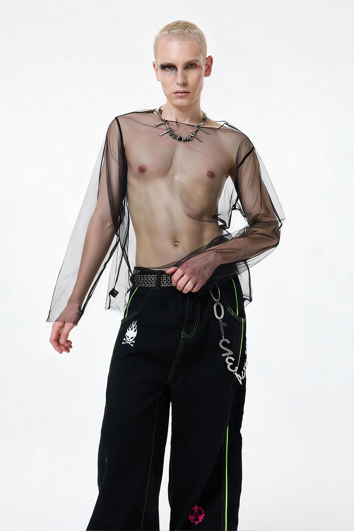 Cloud Wave Mesh Long Sleeve Top