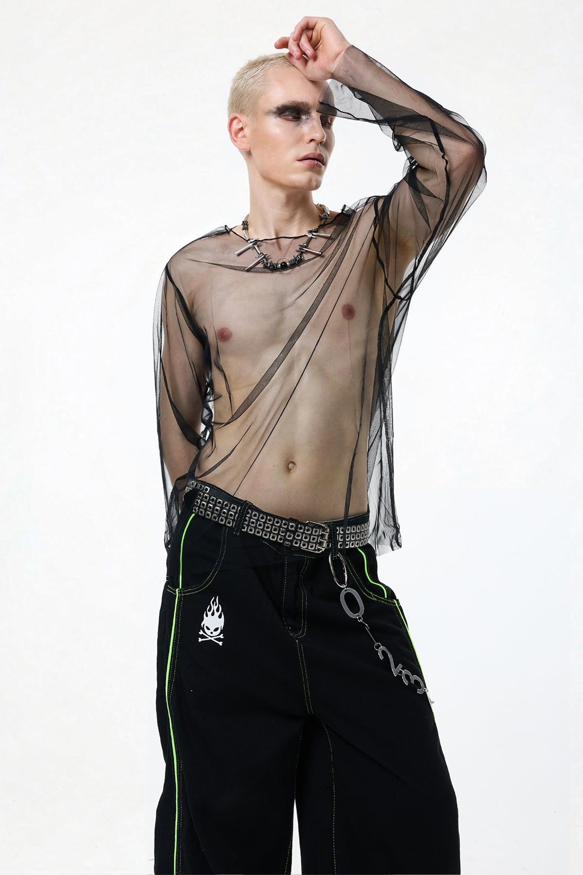 Cloud Wave Mesh Long Sleeve Top