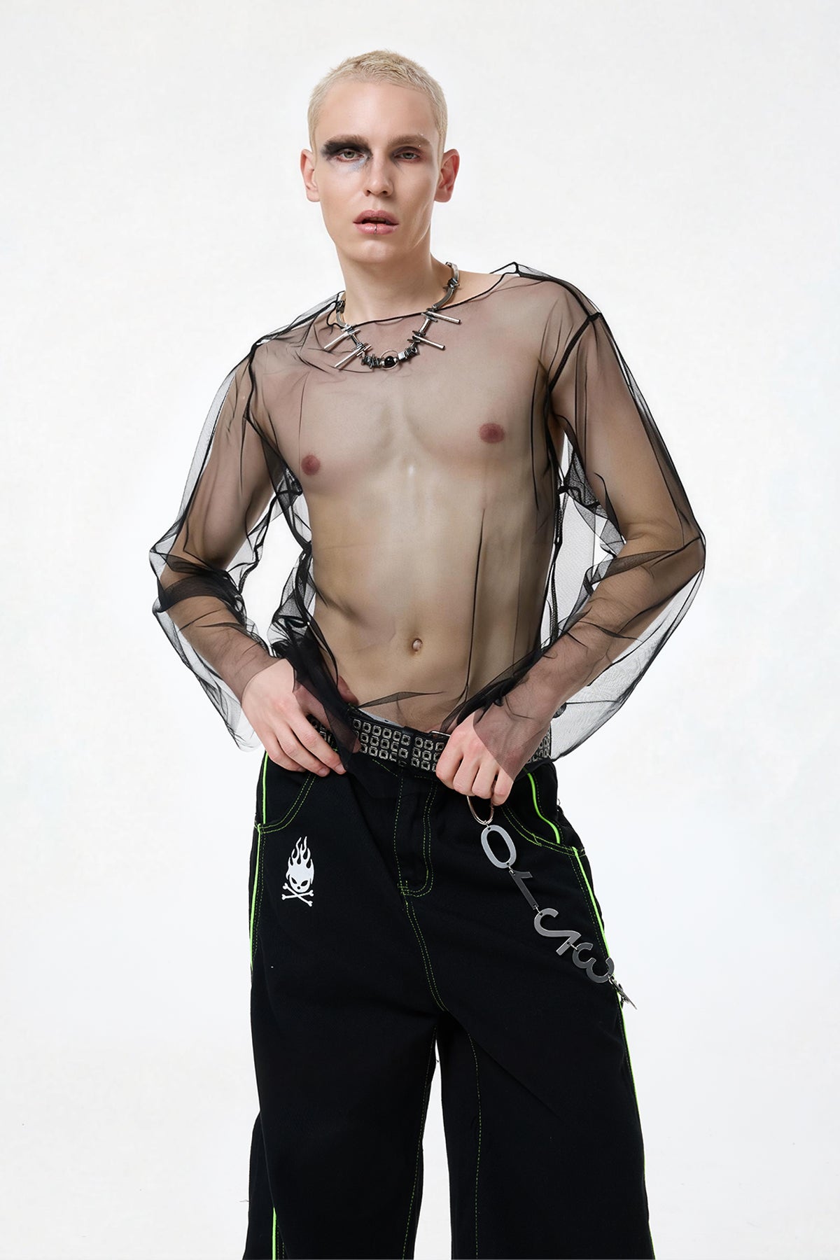 Cloud Wave Mesh Long Sleeve Top