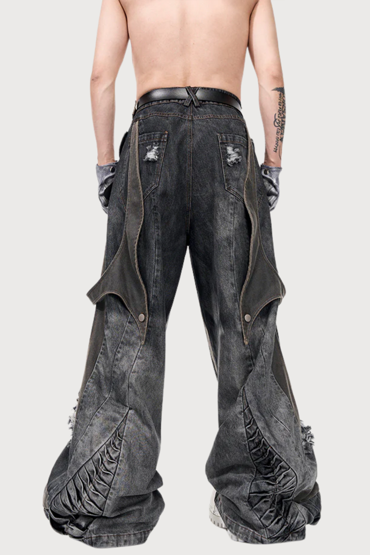 Cloud Fade Ripped Wide Leg Jeans