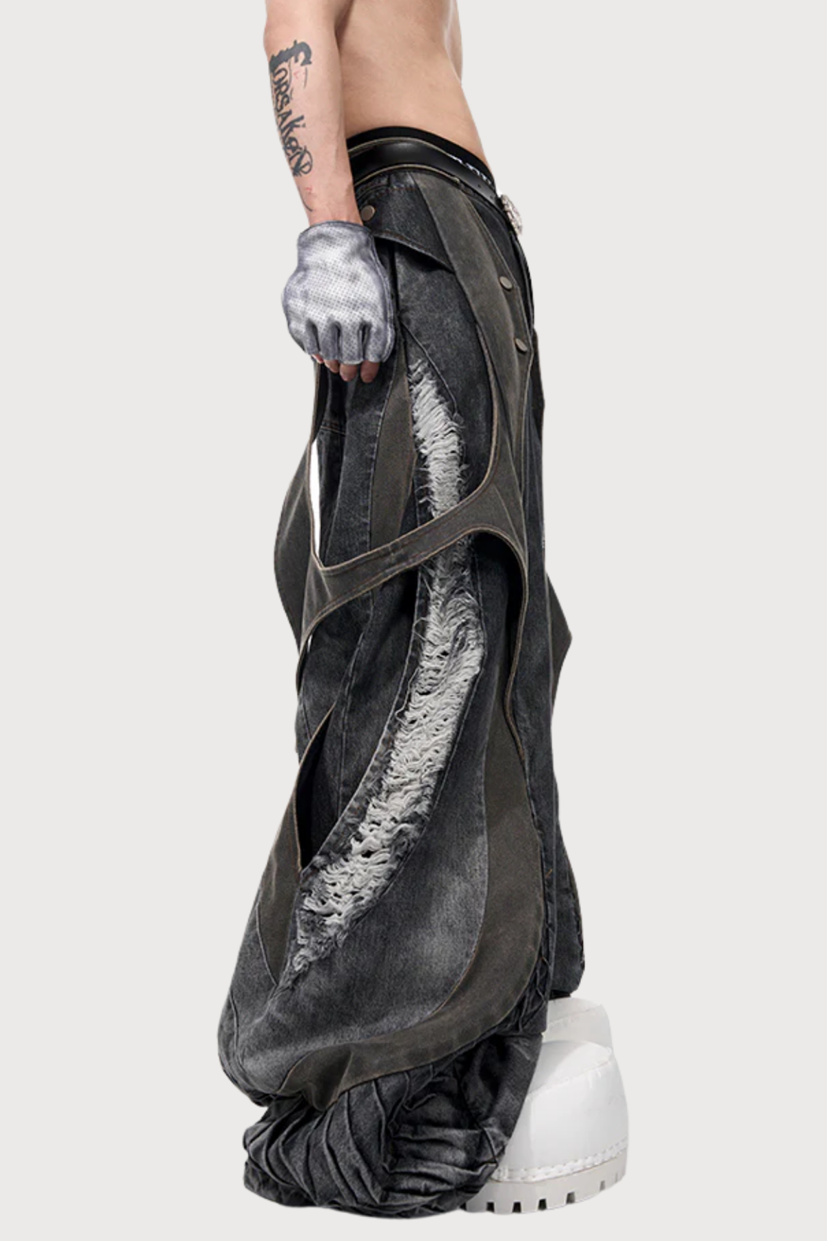 Cloud Fade Ripped Wide Leg Jeans