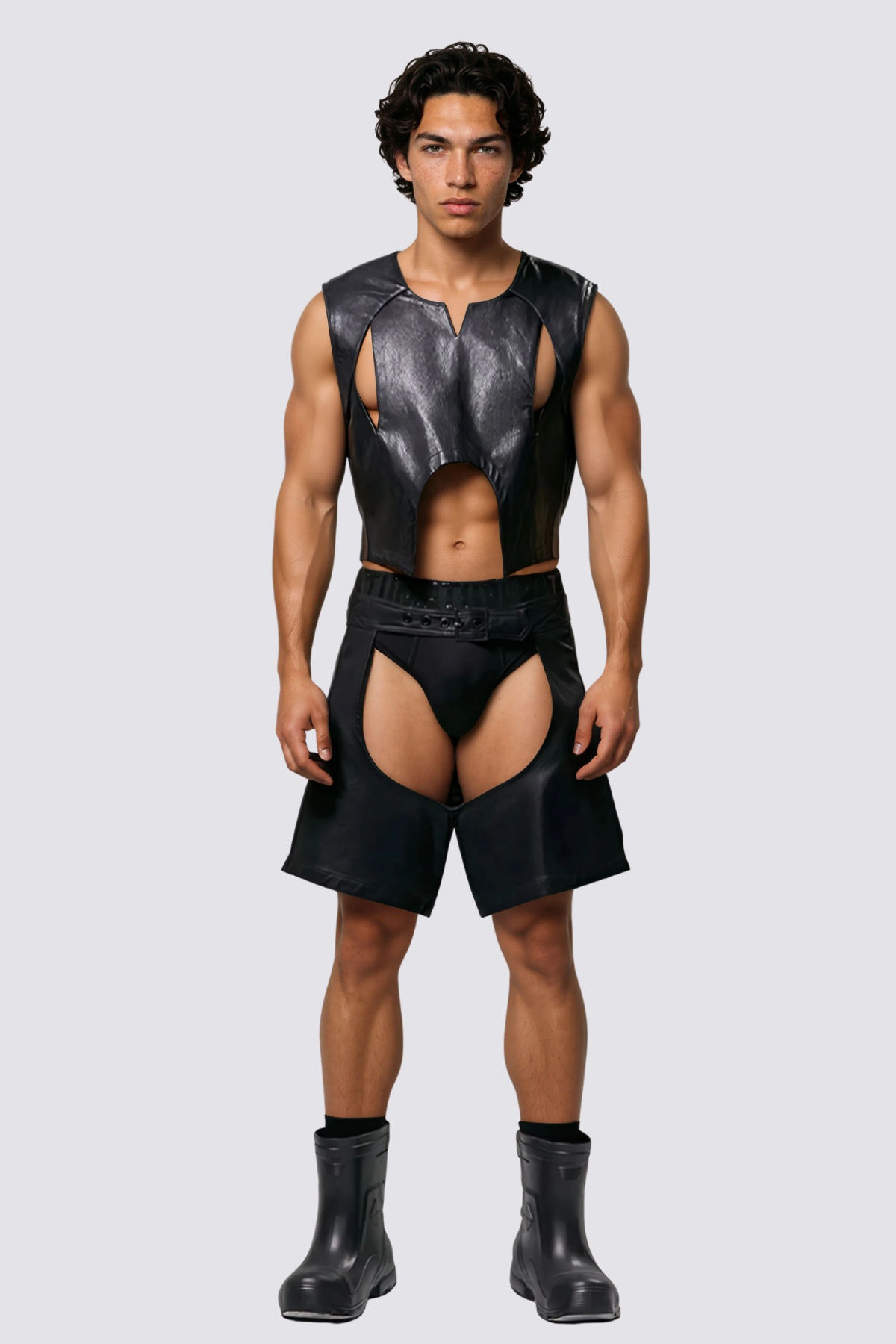 Coal Coil Leather Cutout Vest