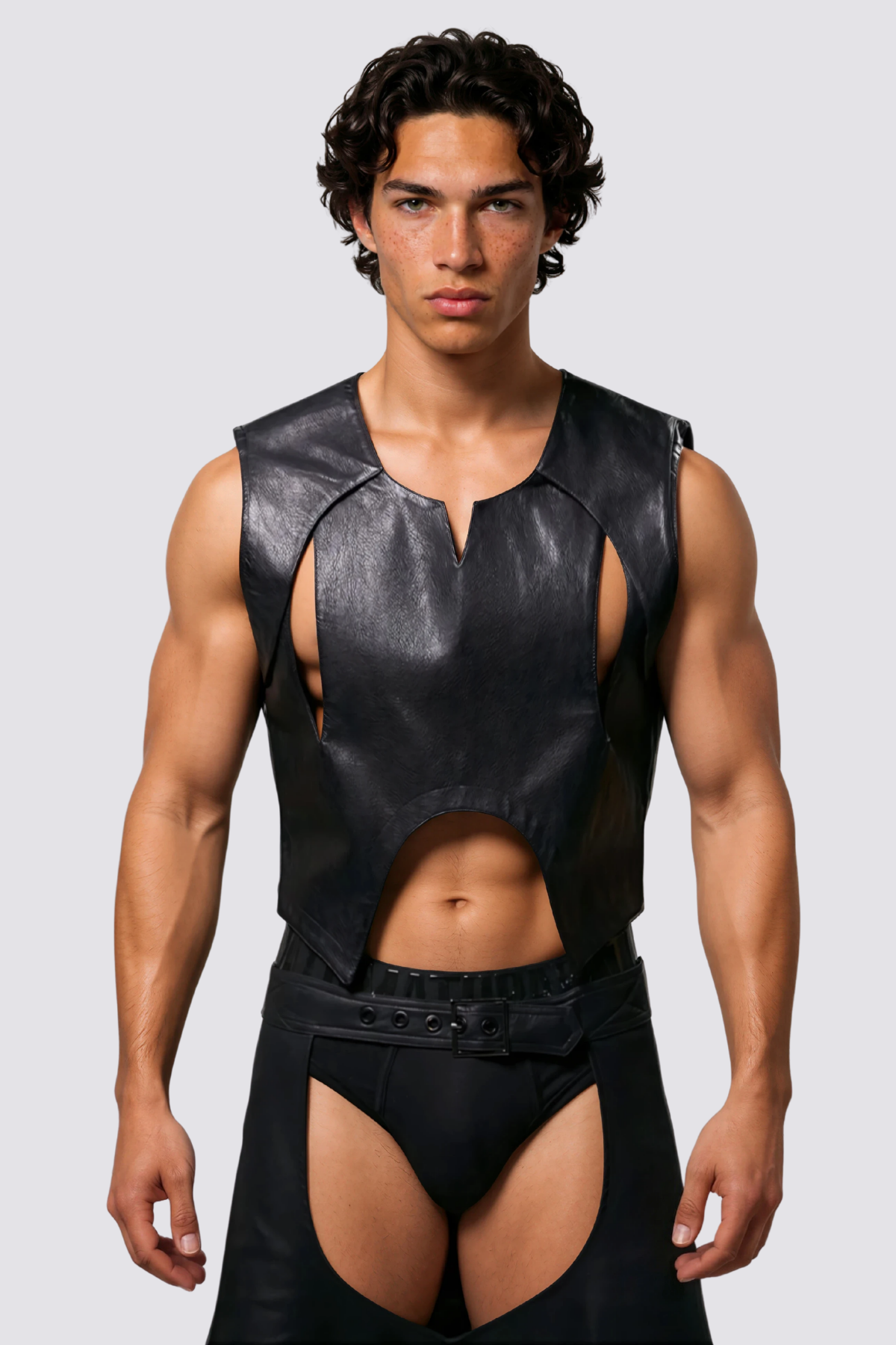 Coal Coil Leather Cutout Vest