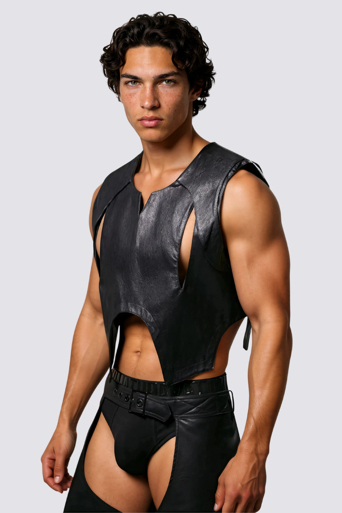 Coal Coil Leather Cutout Vest
