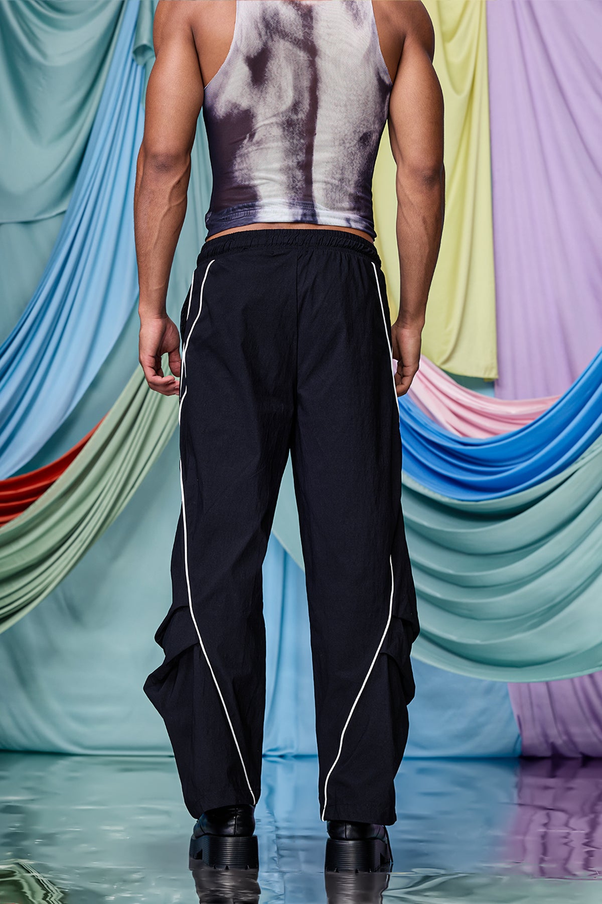Cobalt Layer Ruched Wide Leg Pants