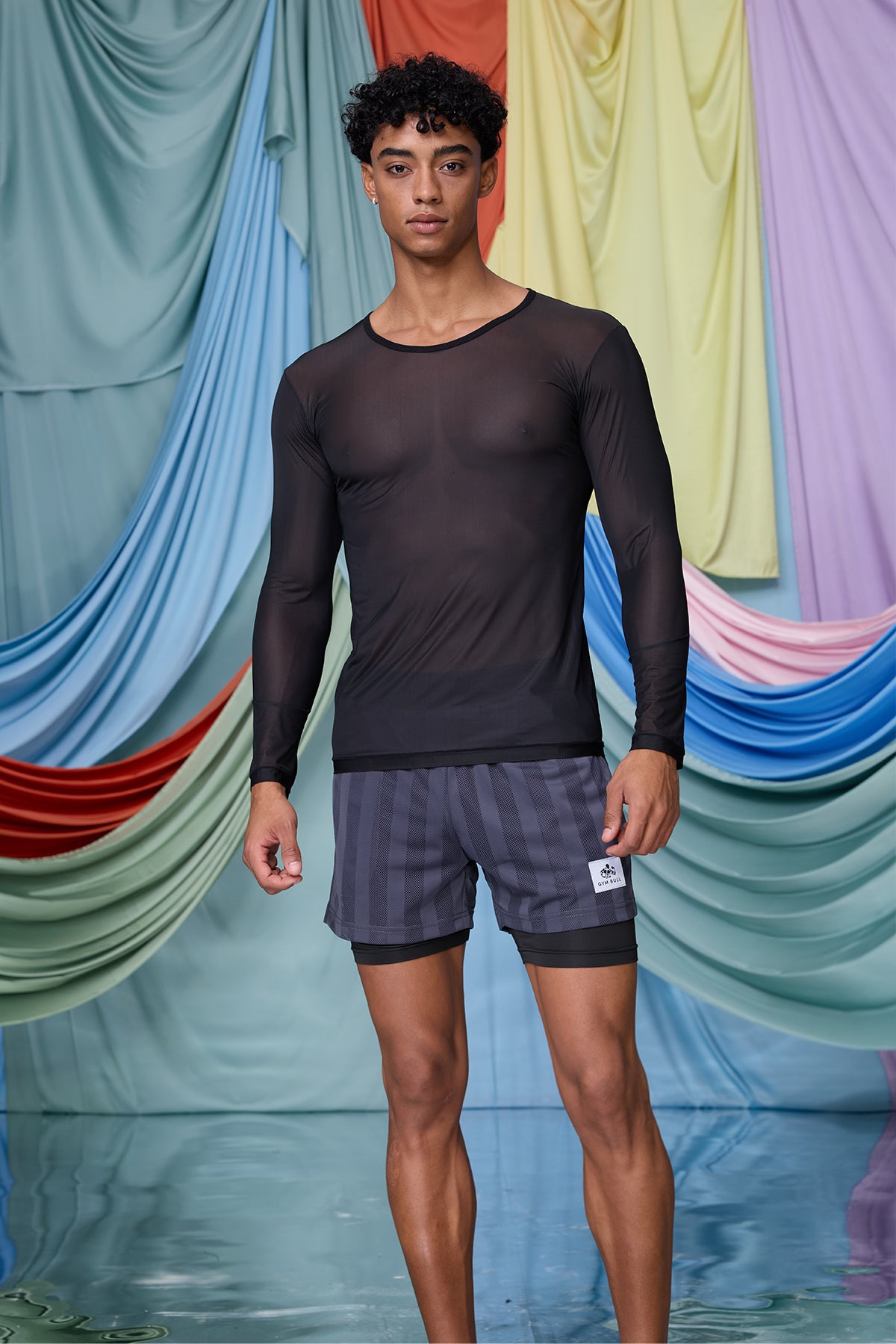 Cobalt Net Long Sleeve Mesh Top