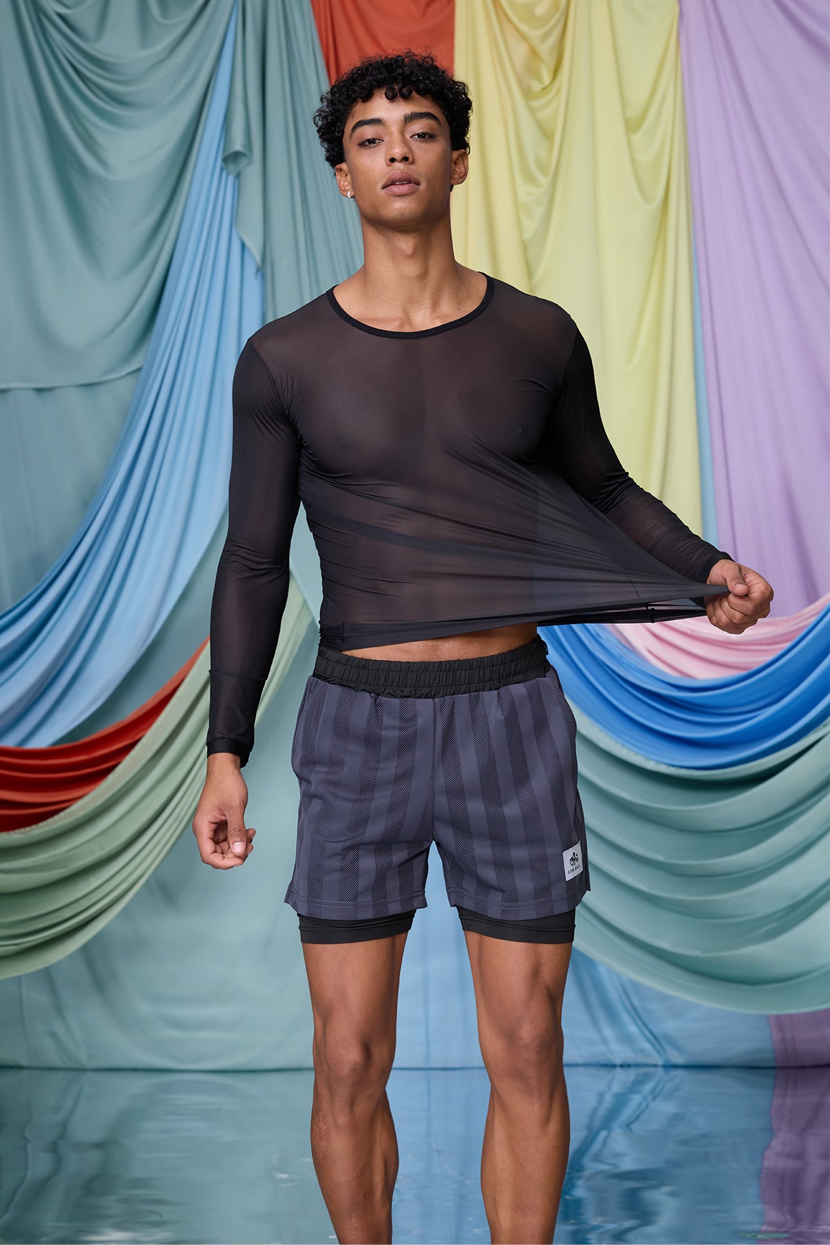 Cobalt Net Long Sleeve Mesh Top