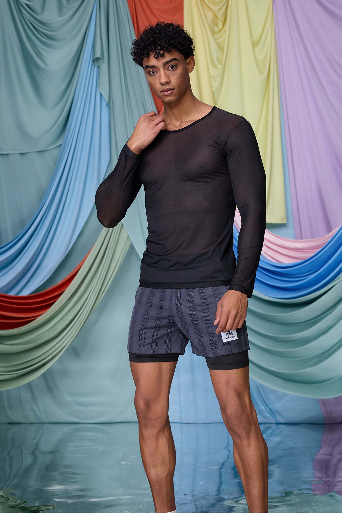 Cobalt Net Long Sleeve Mesh Top