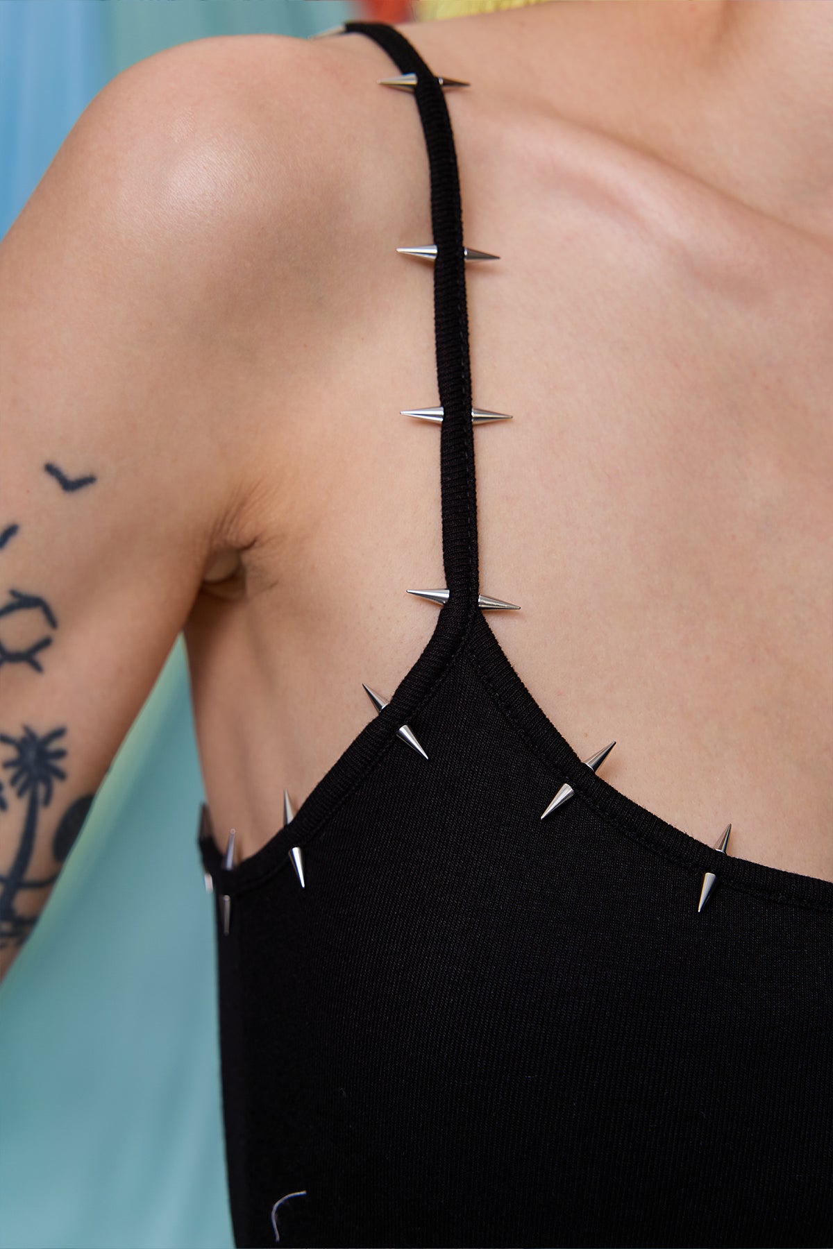 Cobalt Slice Studded Spaghetti Crop Top