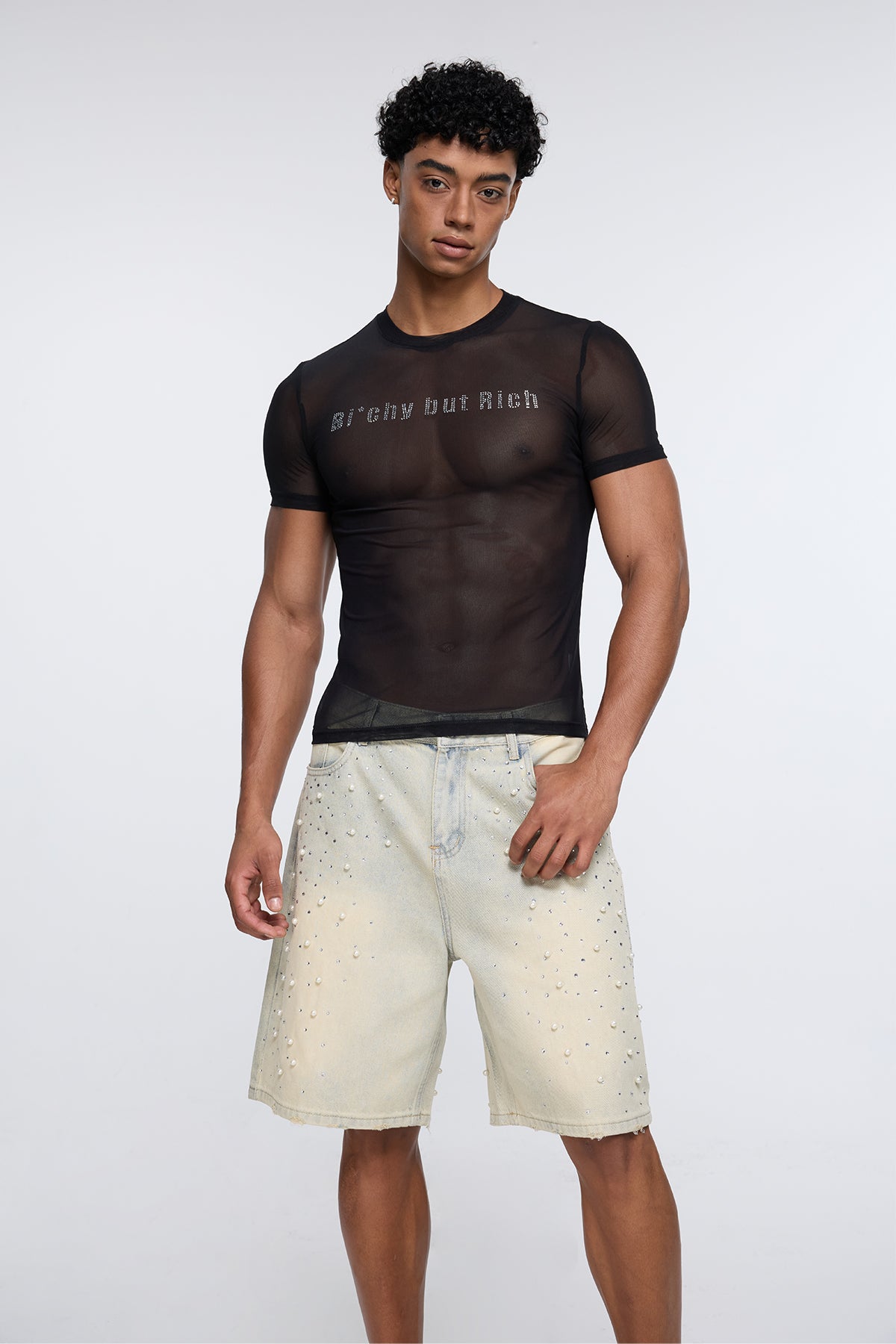 Coexist Weave Rhinestone Mesh T-Shirt