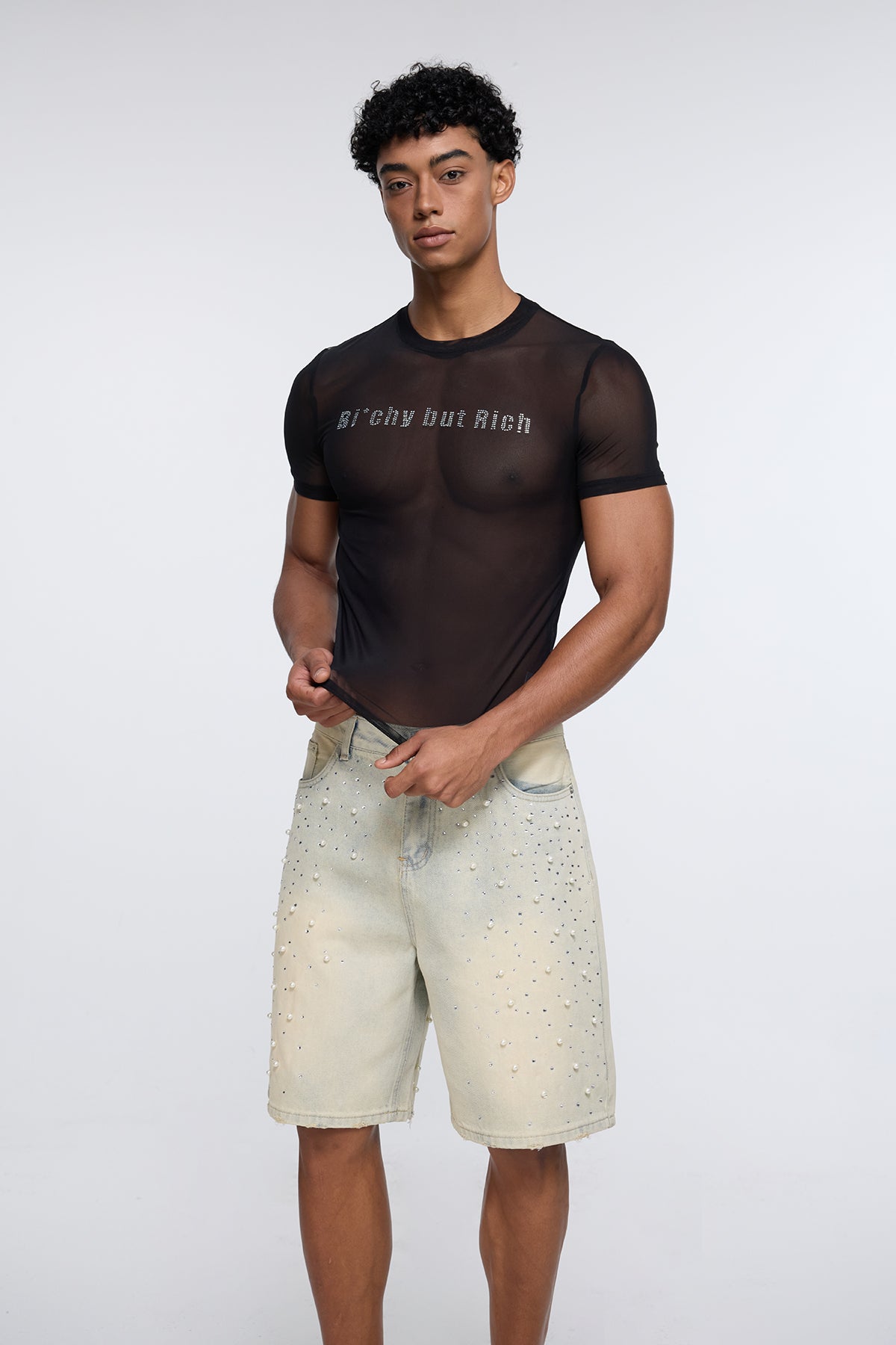 Coexist Weave Rhinestone Mesh T-Shirt