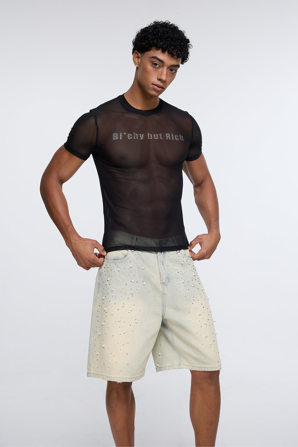 Coexist Weave Rhinestone Mesh T-Shirt