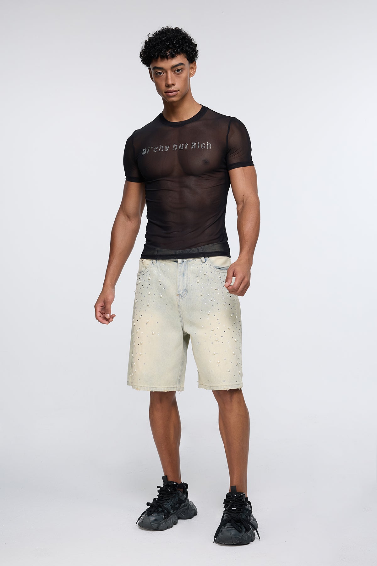 Coexist Weave Rhinestone Mesh T-Shirt