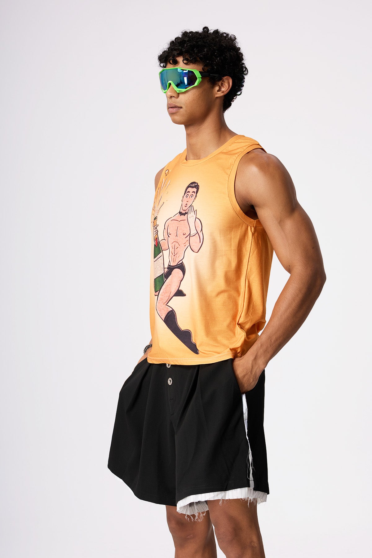 Cold Print Cartoon Sleeveless Top
