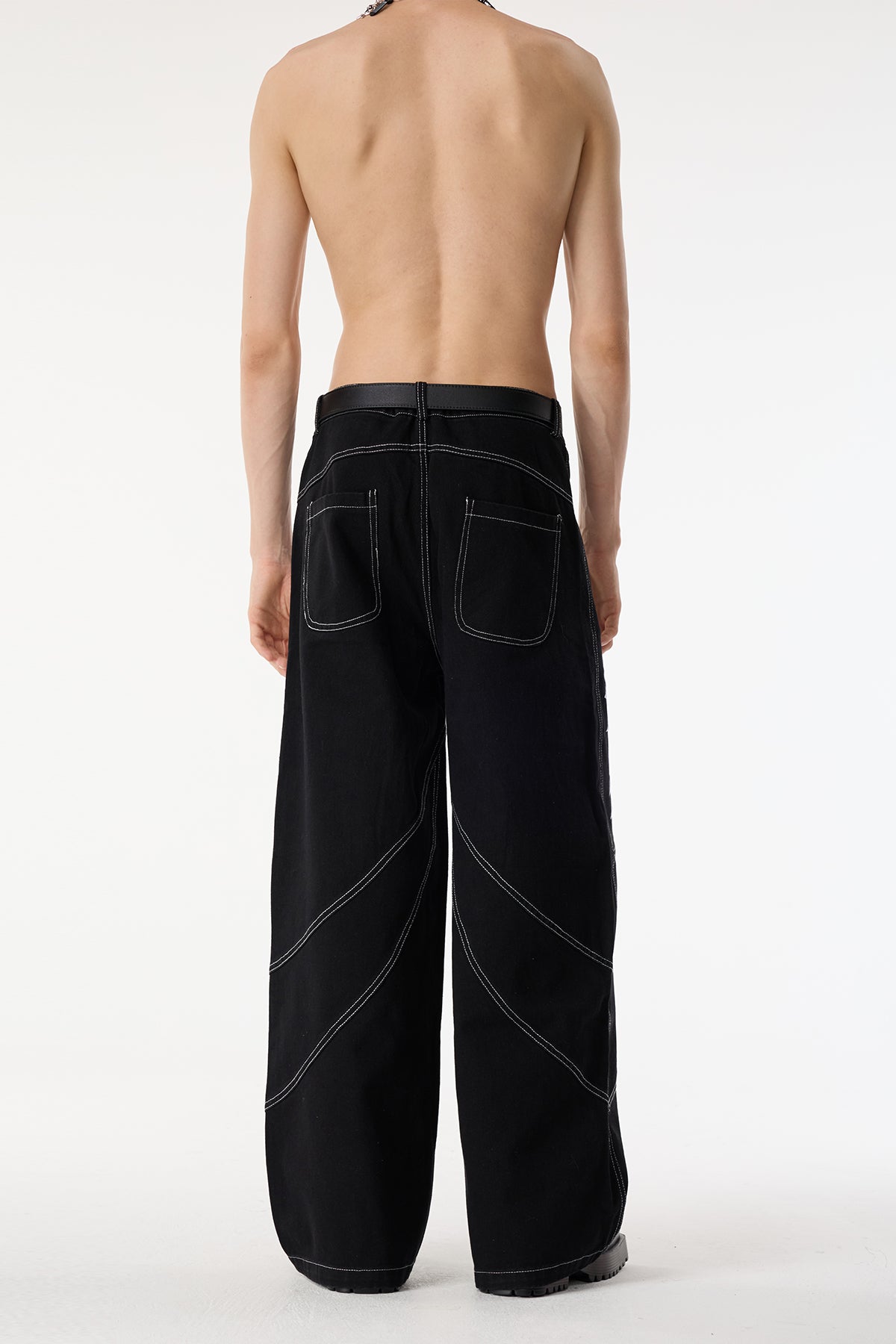 Collapse Mood Embroidery Wide Leg Jeans