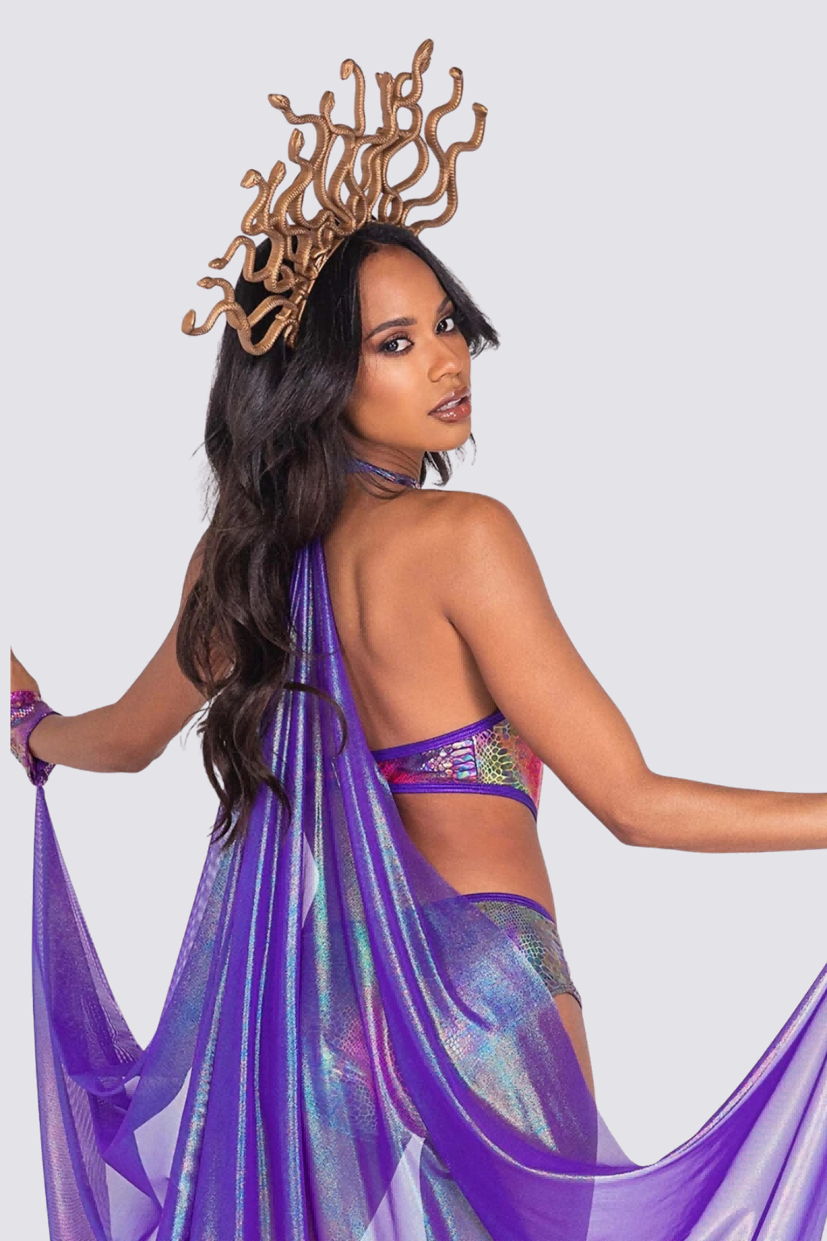 Color Clash Cutout Print Halter Neck Bodysuit