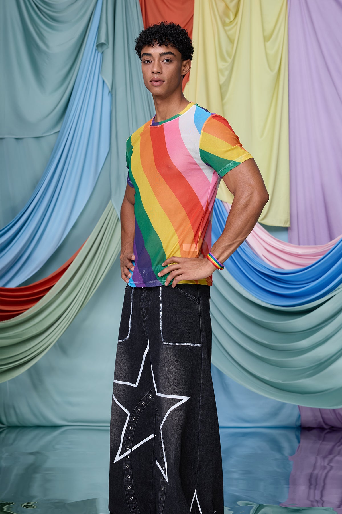 Color Rush Rainbow Print T-Shirt