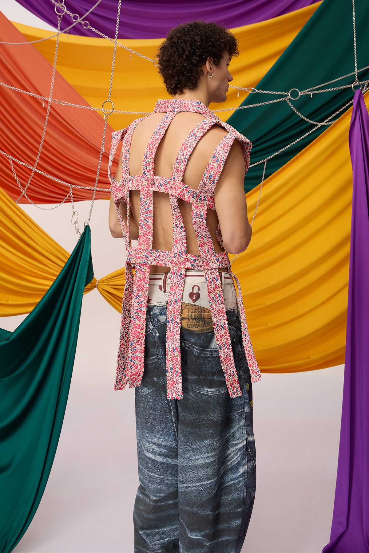 Color Surge Cutout Embroidery Sleeveless Top