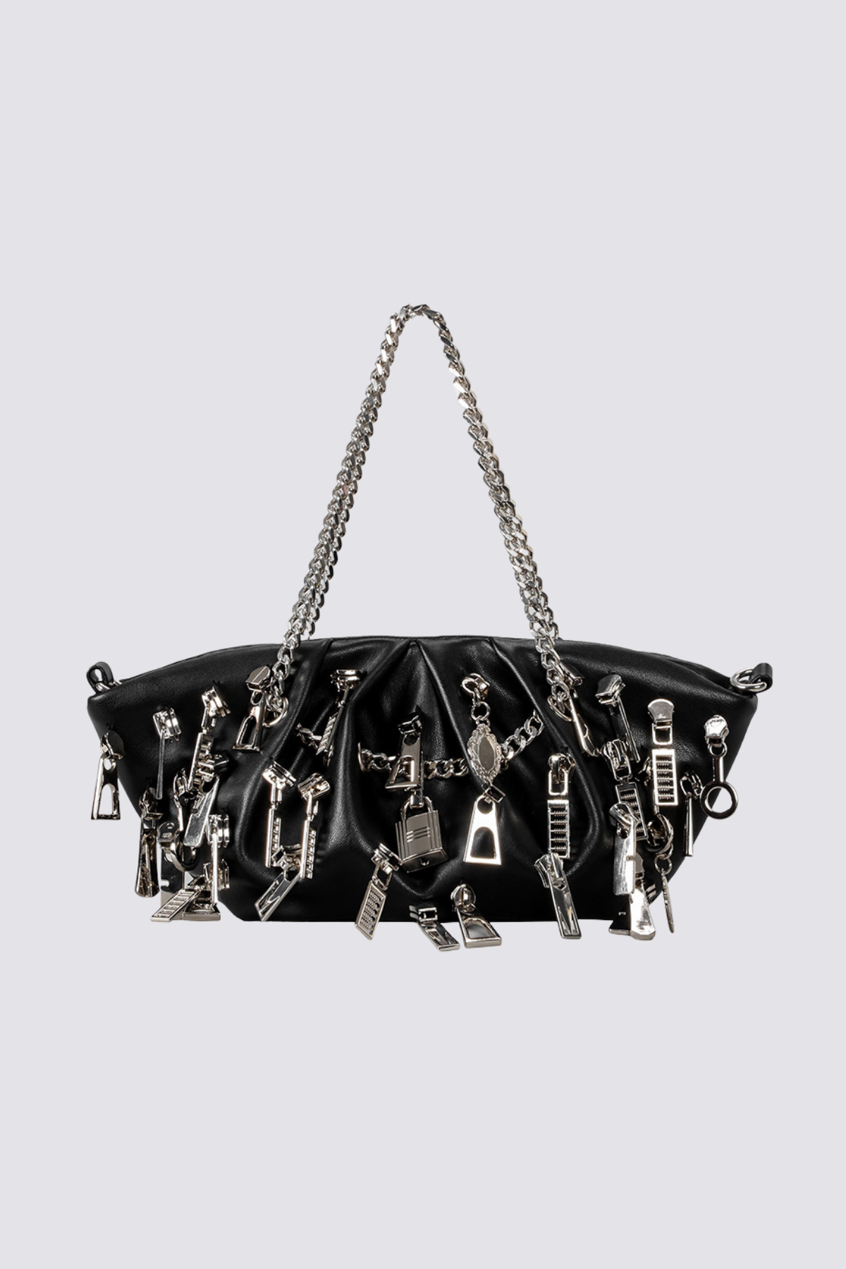 Complex Hide Hardware Charm Shoulder Bag