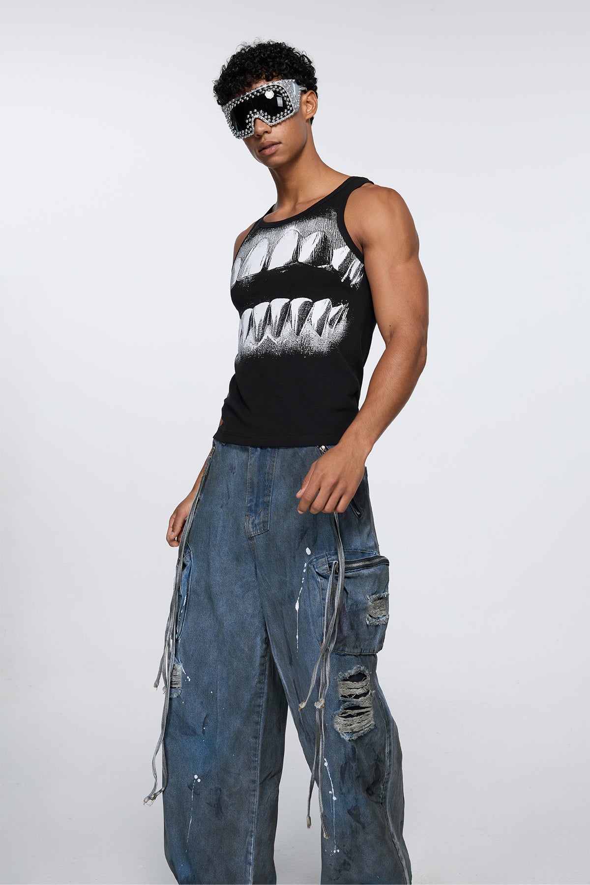 Concrete Text Print Tank Top