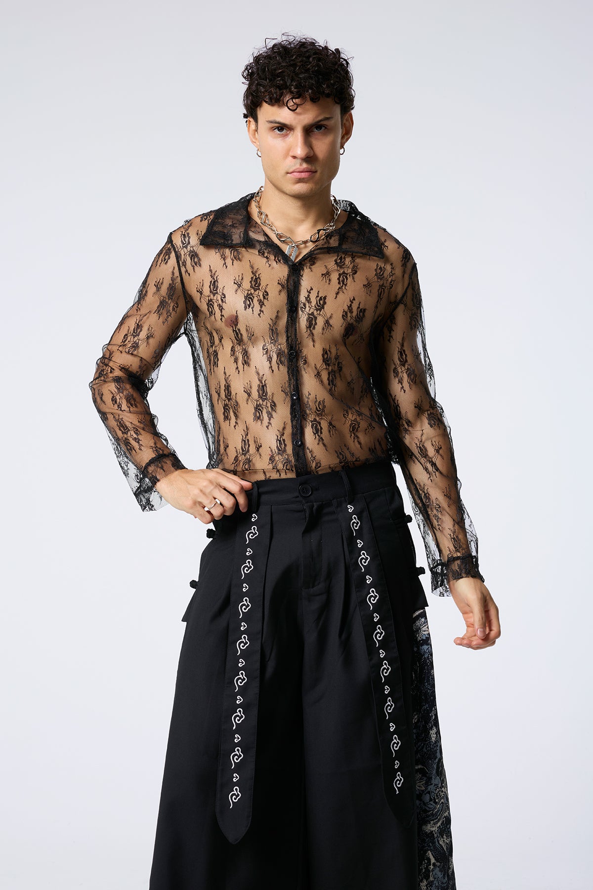 Contrast Fit Long Sleeve Lace Shirts