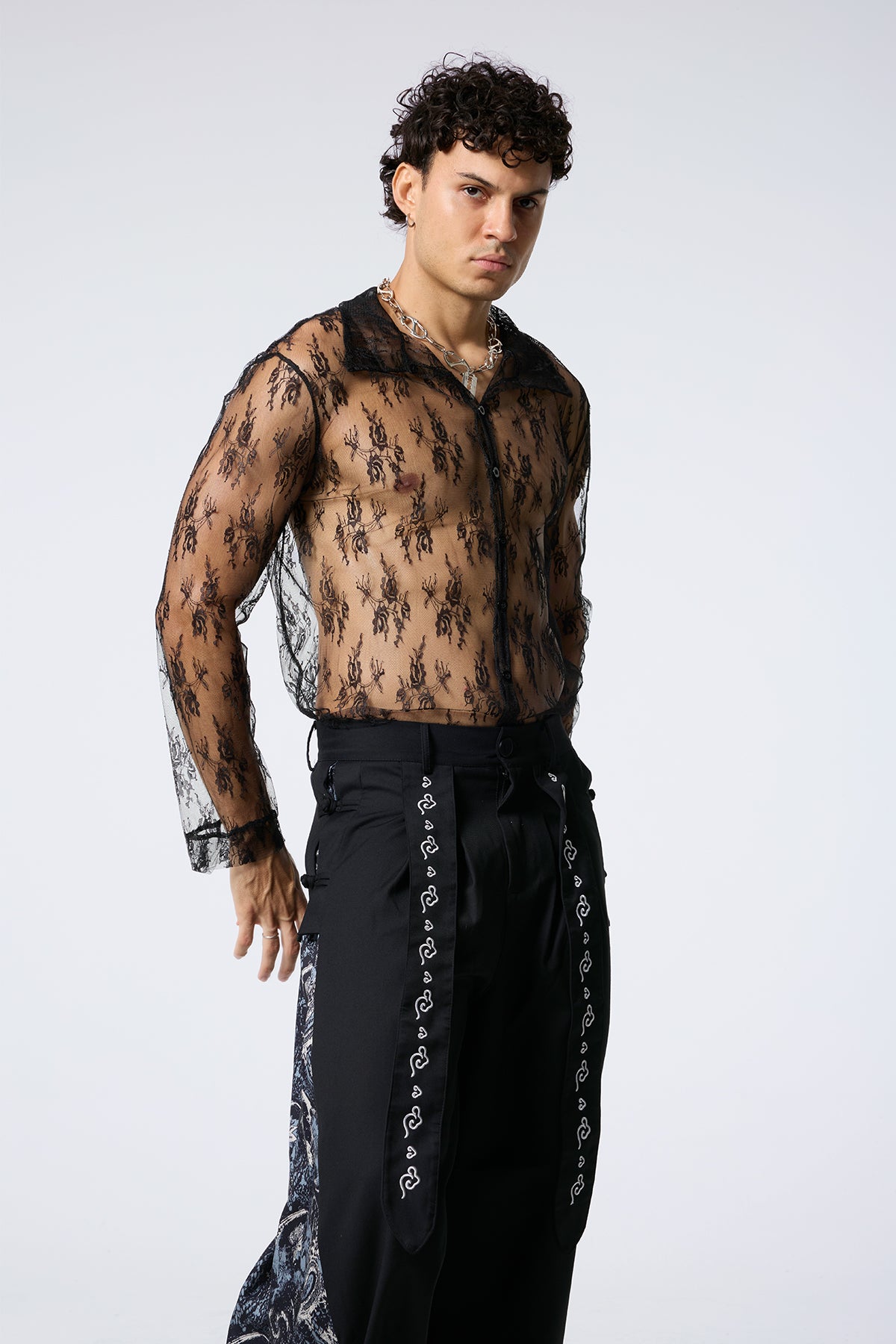 Contrast Fit Long Sleeve Lace Shirts