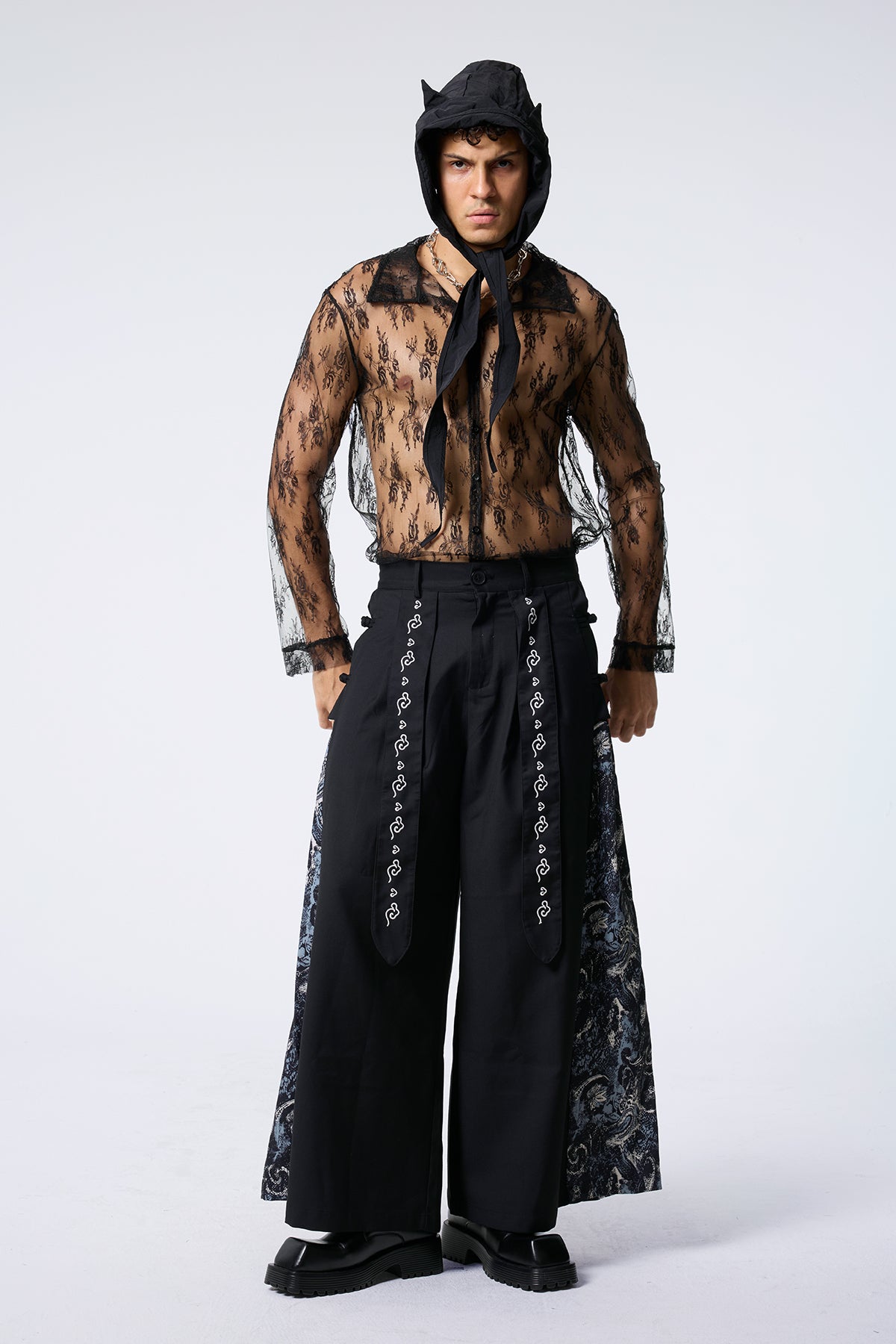 Contrast Fit Long Sleeve Lace Shirts