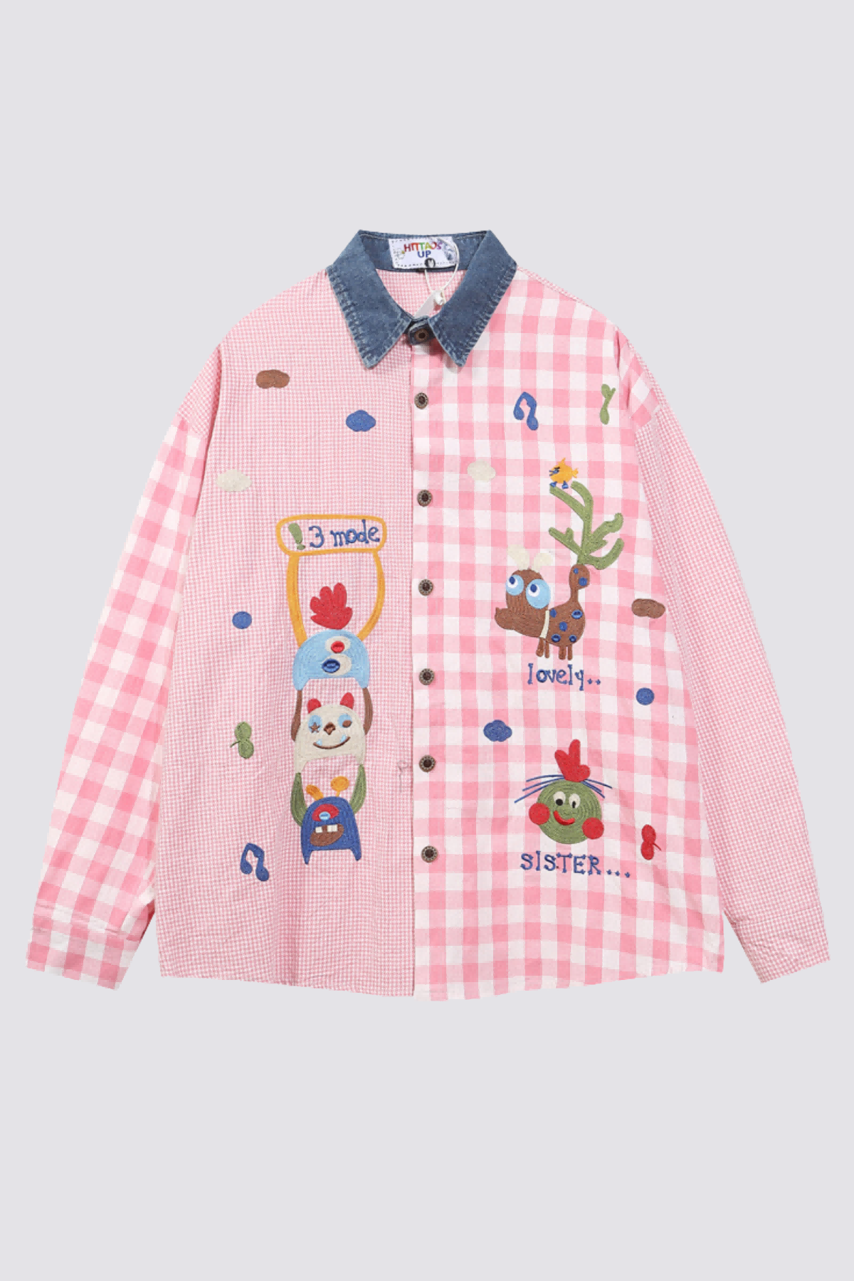 Contrast Mark Plaid Long Sleeve Shirt