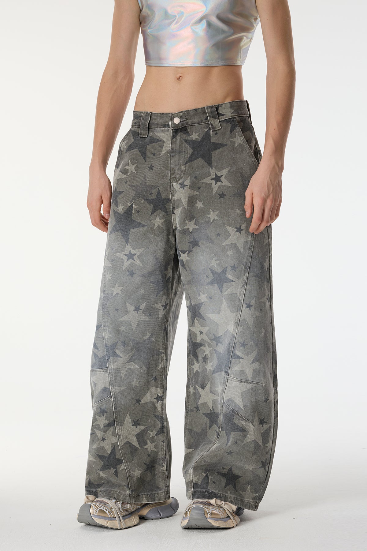 Control Dust Camouflage Star Wide Leg Jeans