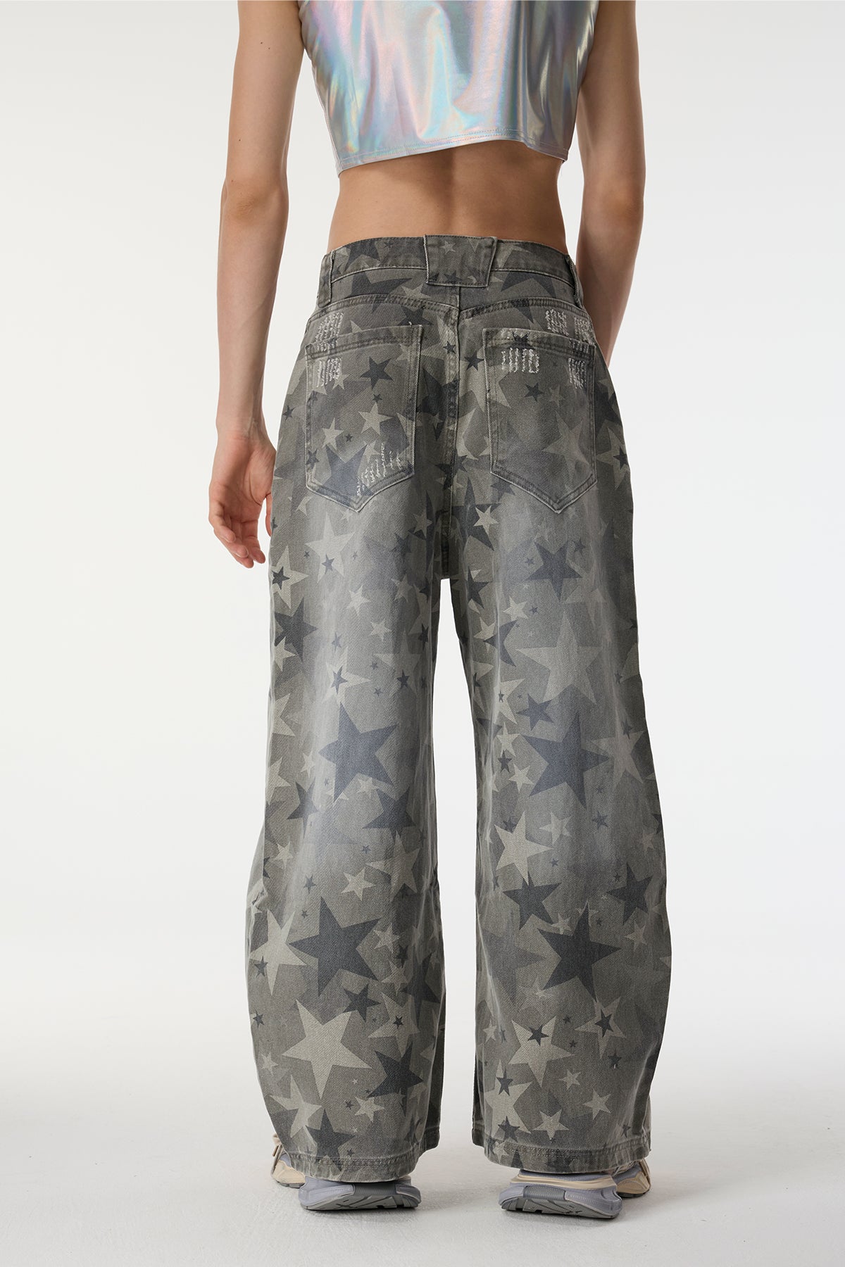 Control Dust Camouflage Star Wide Leg Jeans