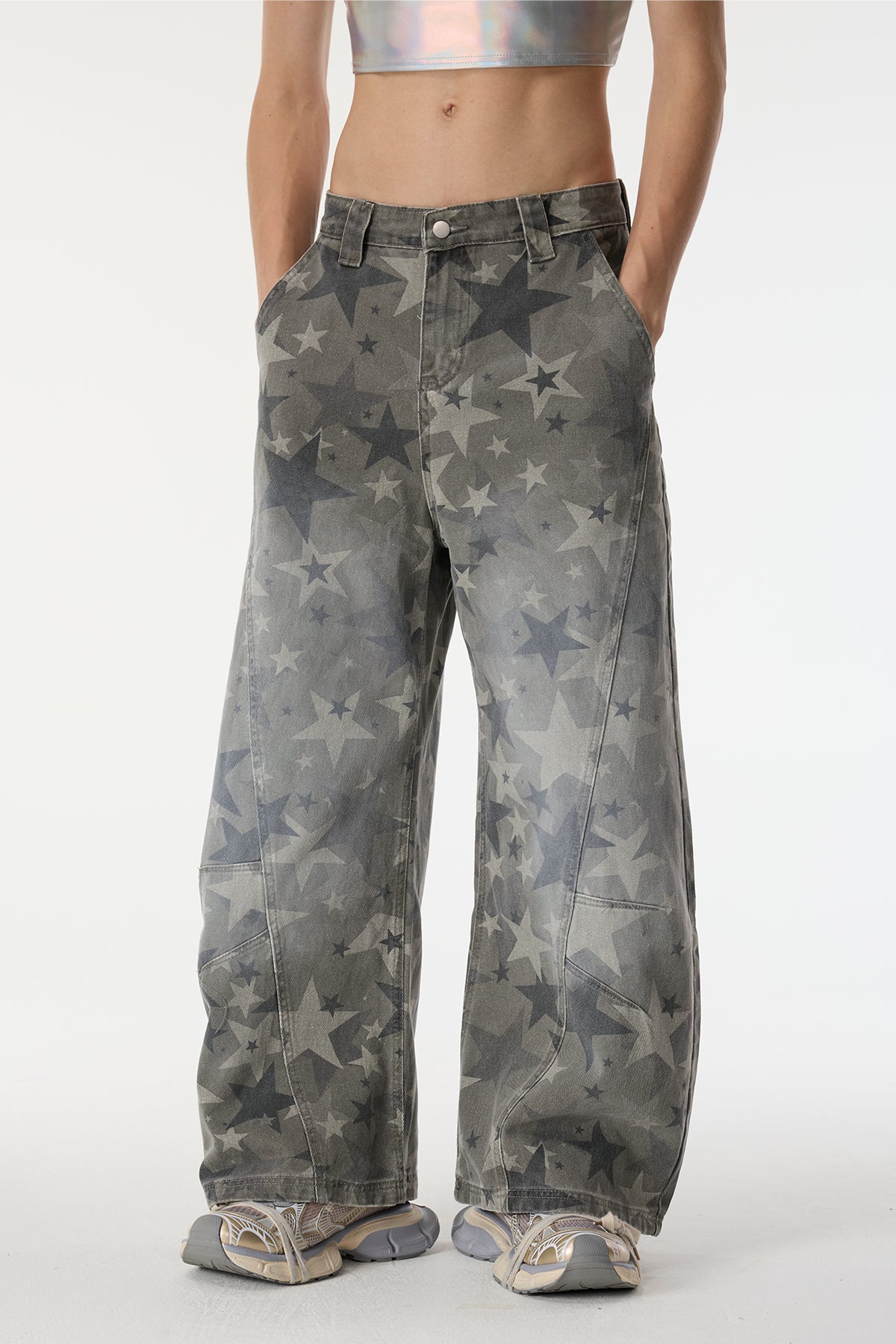 Control Dust Camouflage Star Wide Leg Jeans
