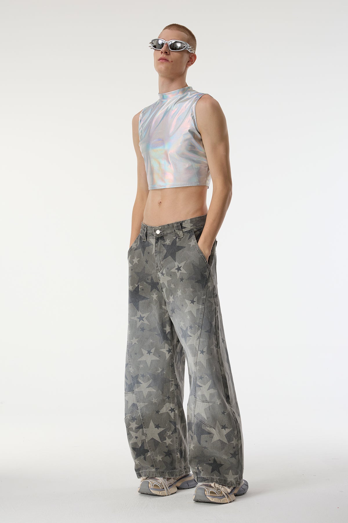 Control Dust Camouflage Star Wide Leg Jeans