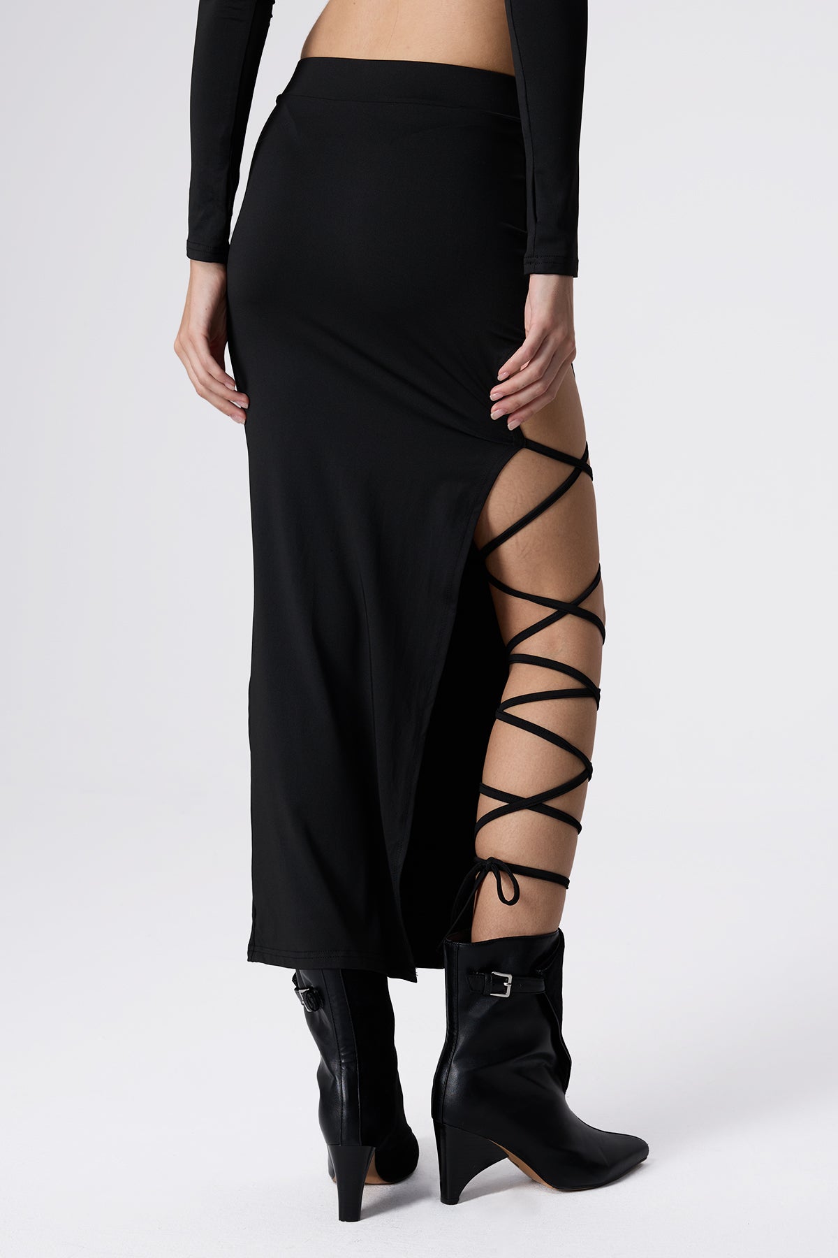 Cool Grain Split Lace Up Skirt Set