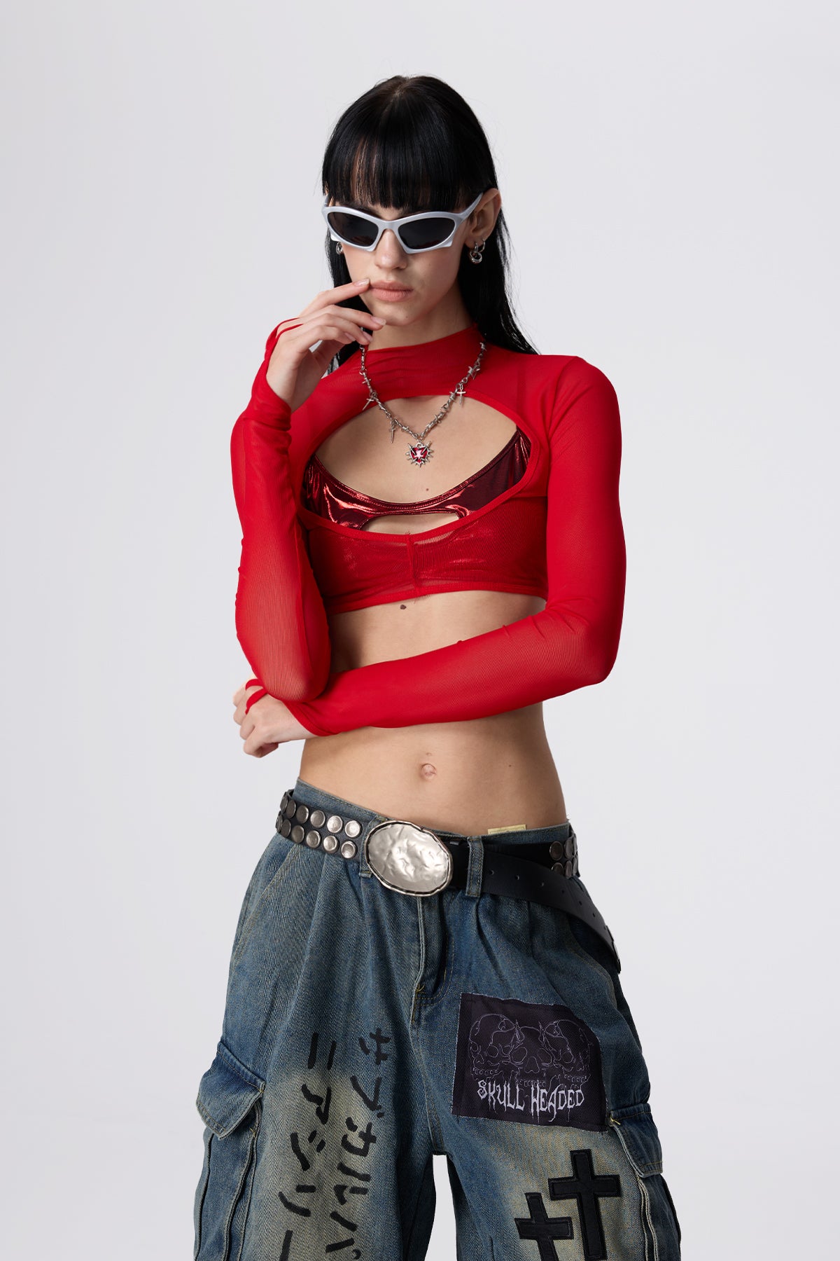 Cool Trim Cutout Long Sleeve Crop Top