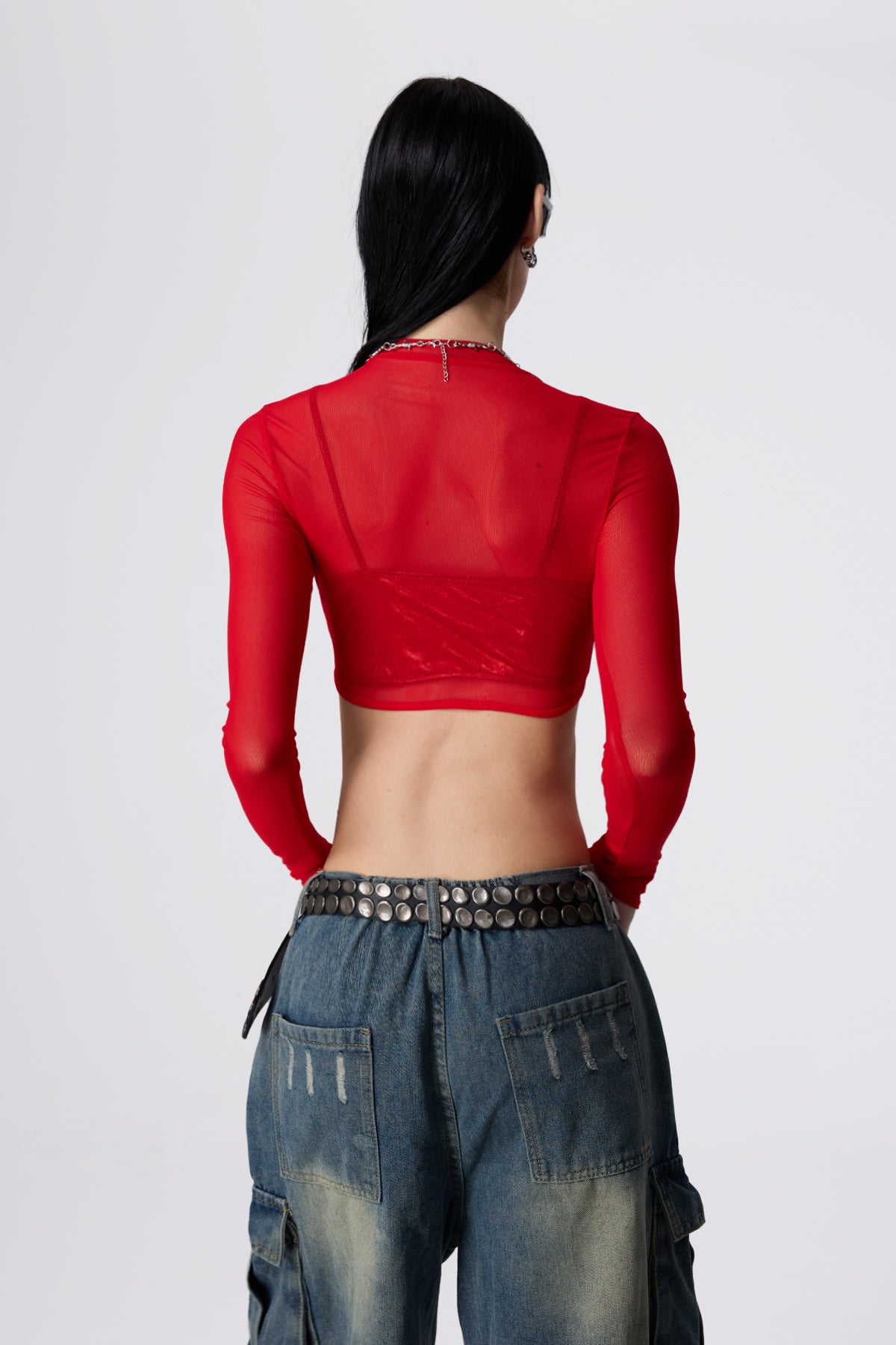 Cool Trim Cutout Long Sleeve Crop Top