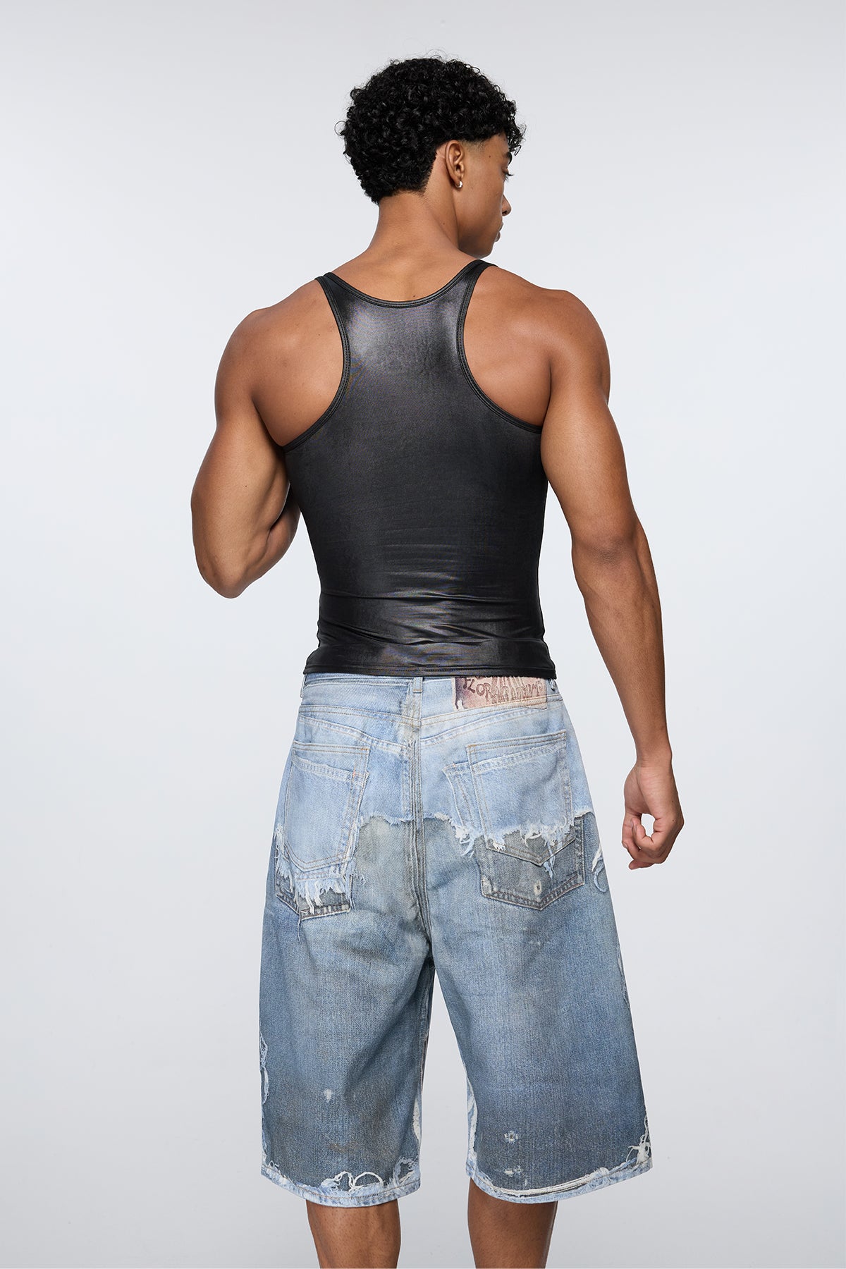 Core Hide Faux Leather Tank Top Black