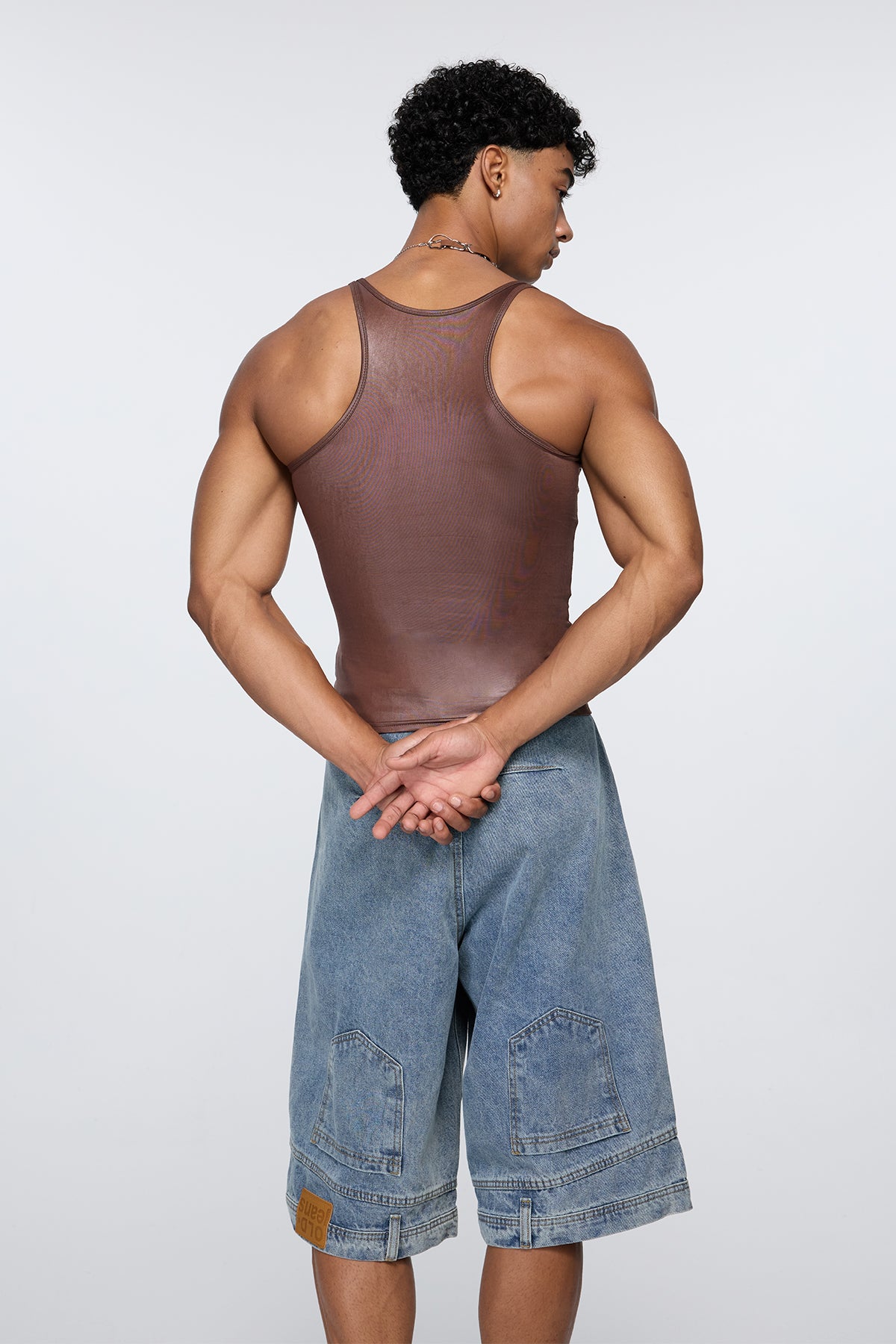 Core Hide Faux Leather Tank Top Brown