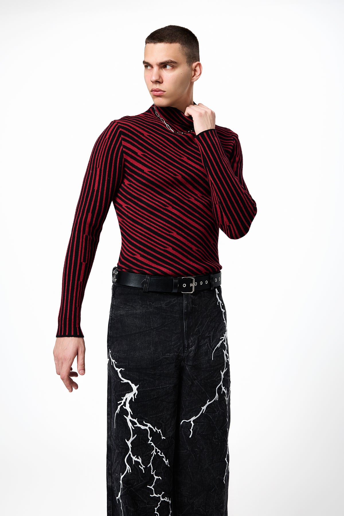 Cozy Line Striped Print Top