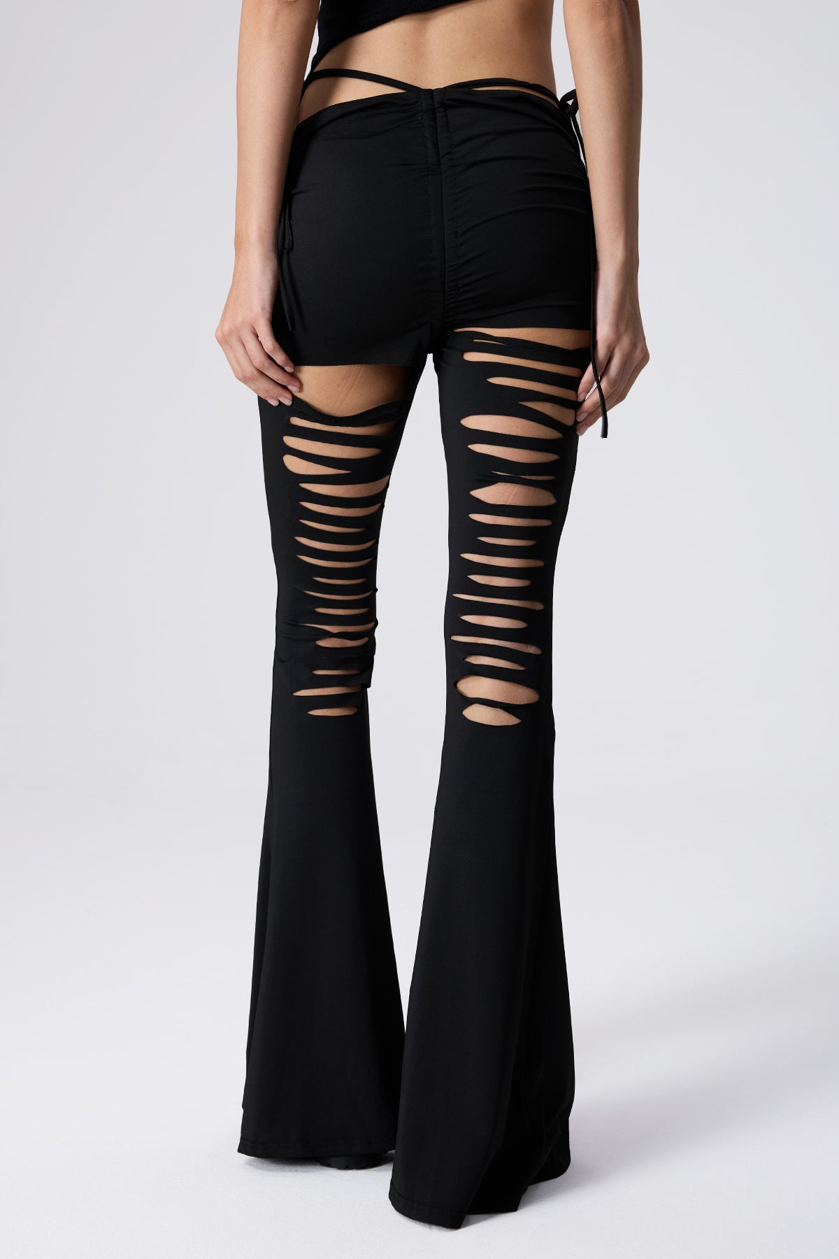 Crisp Line Cutout Lace Up Bootcut Pants