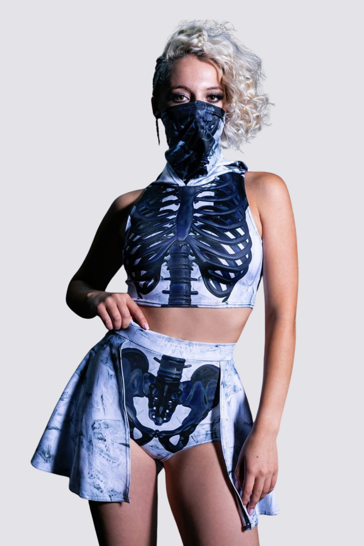 Crisp Shade Skeleton Skirt Set