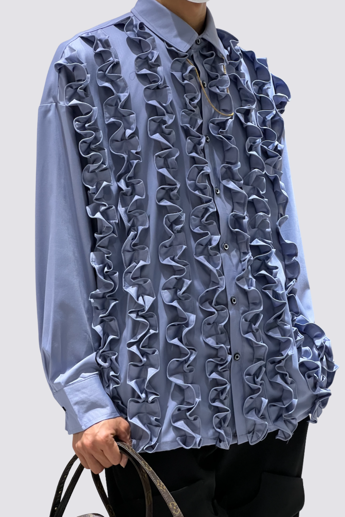 Crude Surface Ruched Long Sleeve Shirts