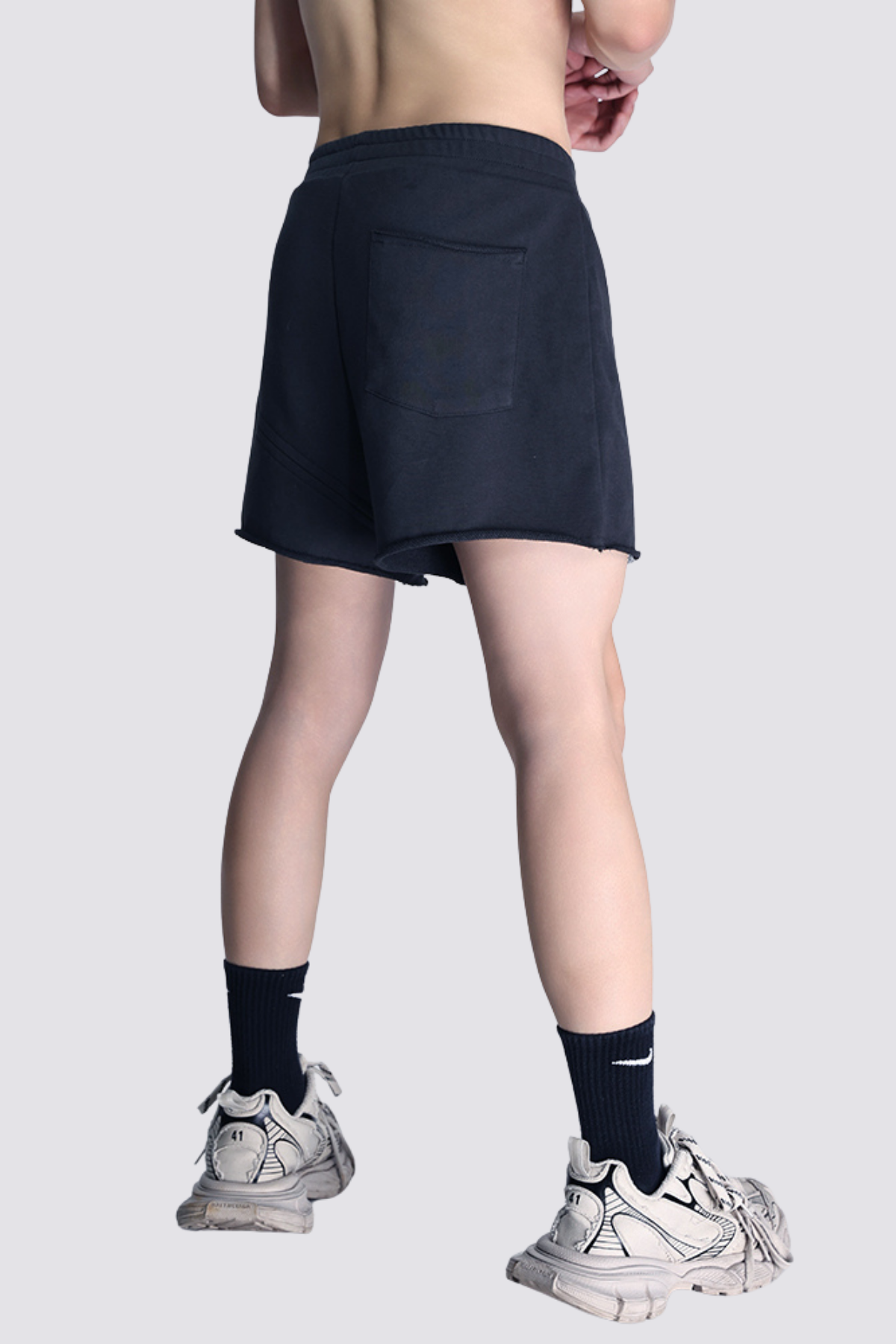 Crushed Frame Mesh Splicing Shorts