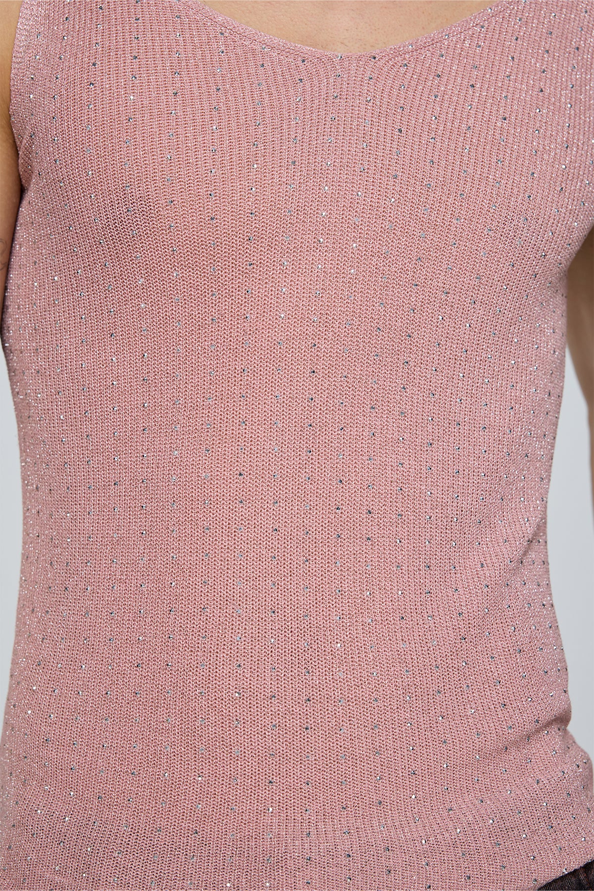 Crystal Impact Rhinestone Tank Top Pink