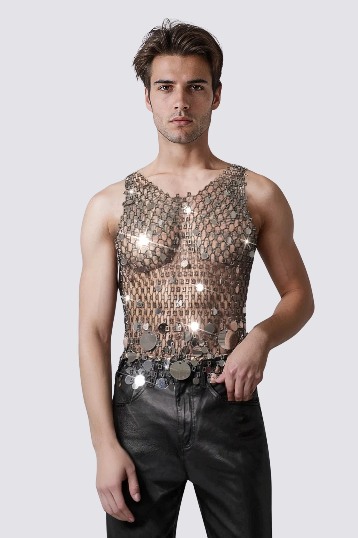 Crystal Spark Cutout Sleeveless Top