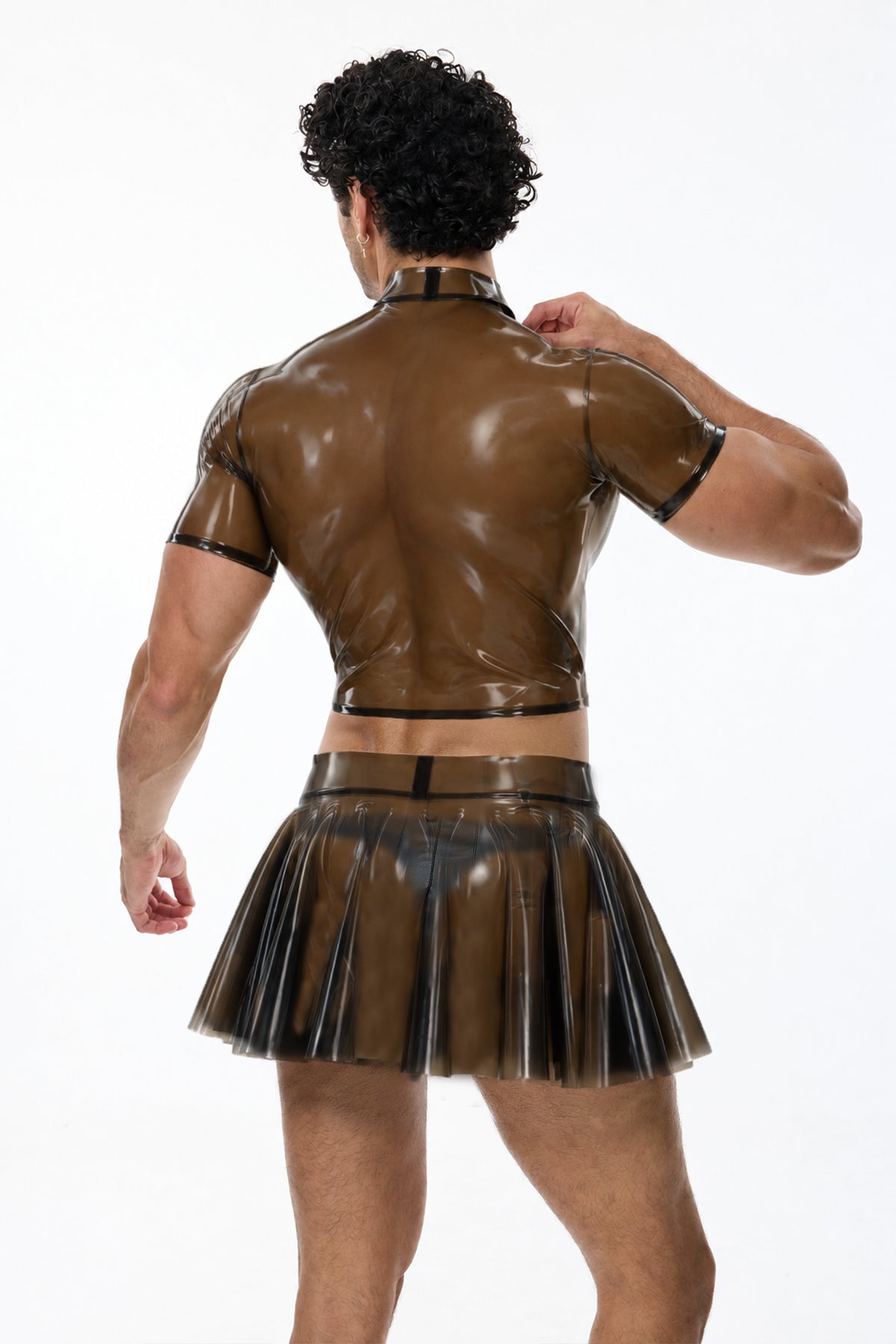 Cyber Kilt Pleated Skirt Set Brown