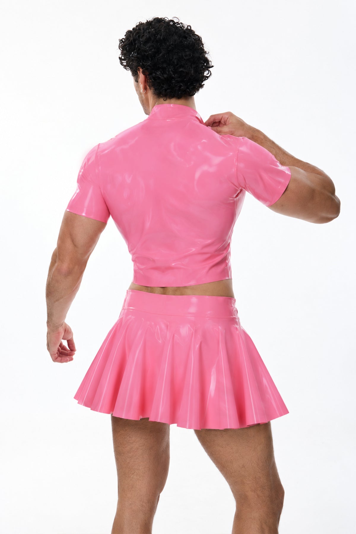 Cyber Kilt Pleated Skirt Set Pink