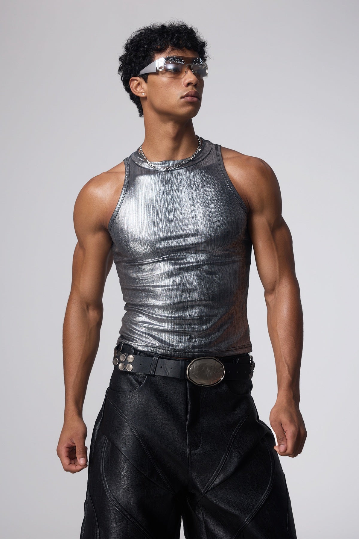 Cyber Pulse Metallic Tank Top